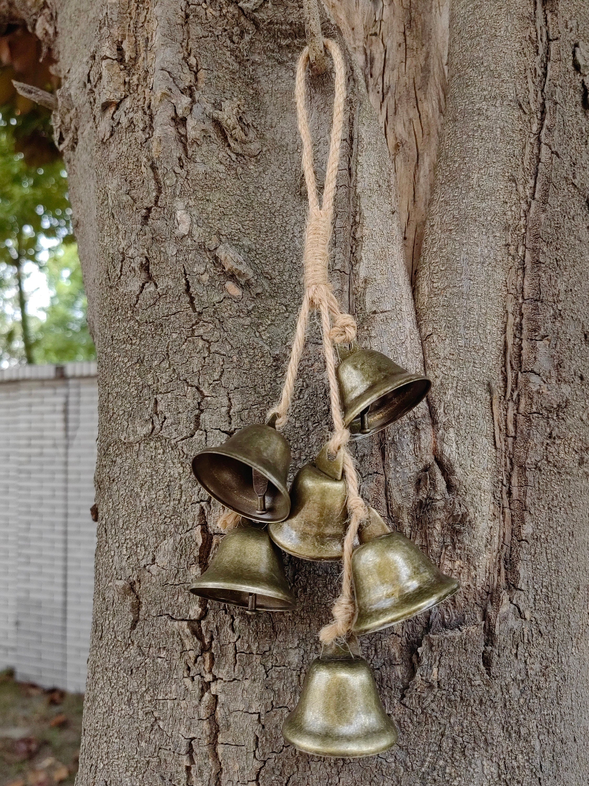 Rustic Bells on Hemp Jute Rope, Witch Home Protection Bells, Witch Gift, Wicca Supplies, Altar Kitchen, Witch Bell, Ward Gifts, Housewarming