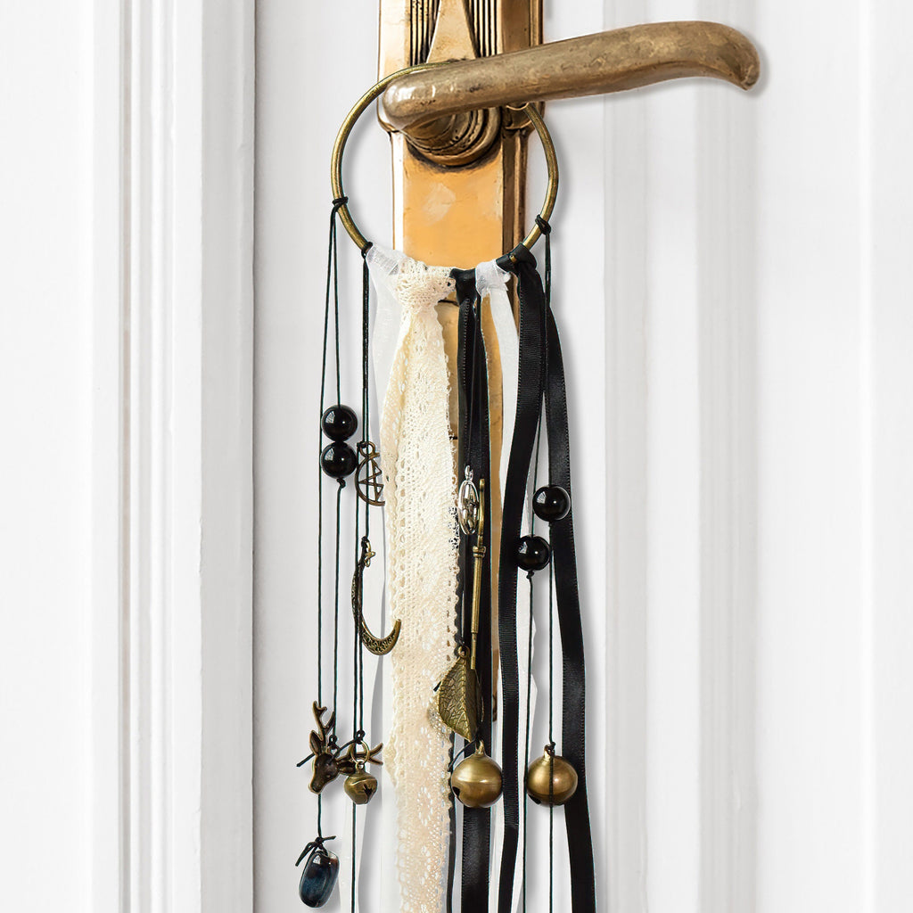 Witch Bells for Home Protection Magic, Decorated Door Knob, Witch Ribbon Wind Bells Decorations, Witchcraft Supplies, Witch's Gift