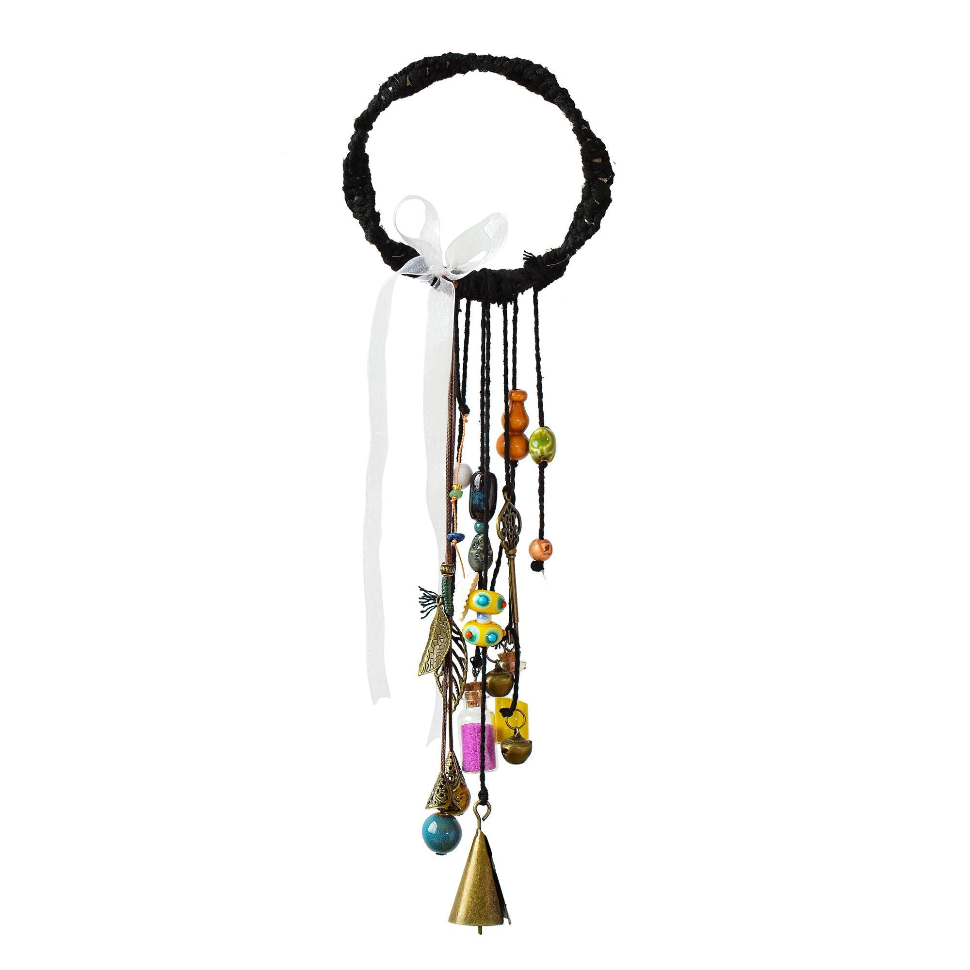 Witch Bells Protection Door Hangers, Witchy Decor for Home, Hanging Magic Tiny Bottle with Sands Wind Chimes Witchcraft Decorations