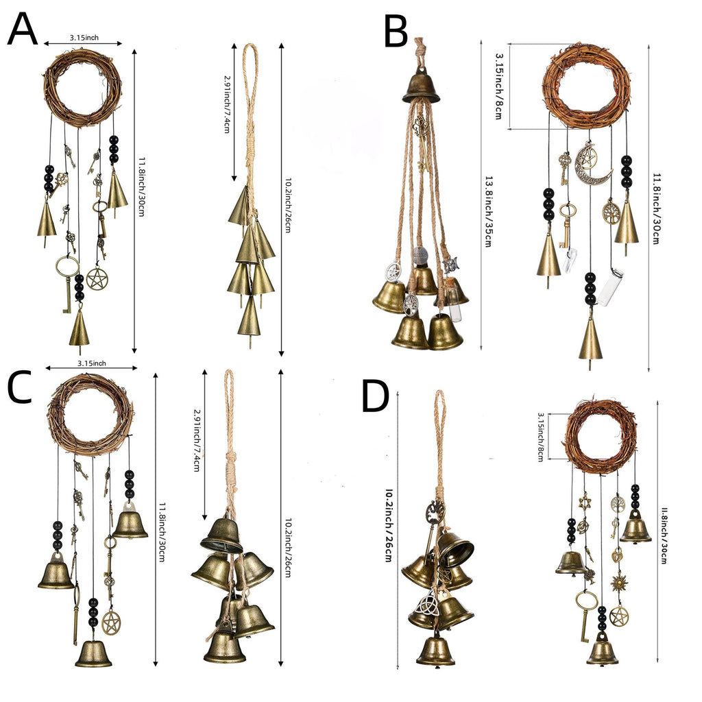 Set of 2 Witch's Bells, Door Bells, Protection Bells, Handmade Wind Chimes, Door Hangers, Bell Hanging, Ward Gifts, Housewarming Gifts