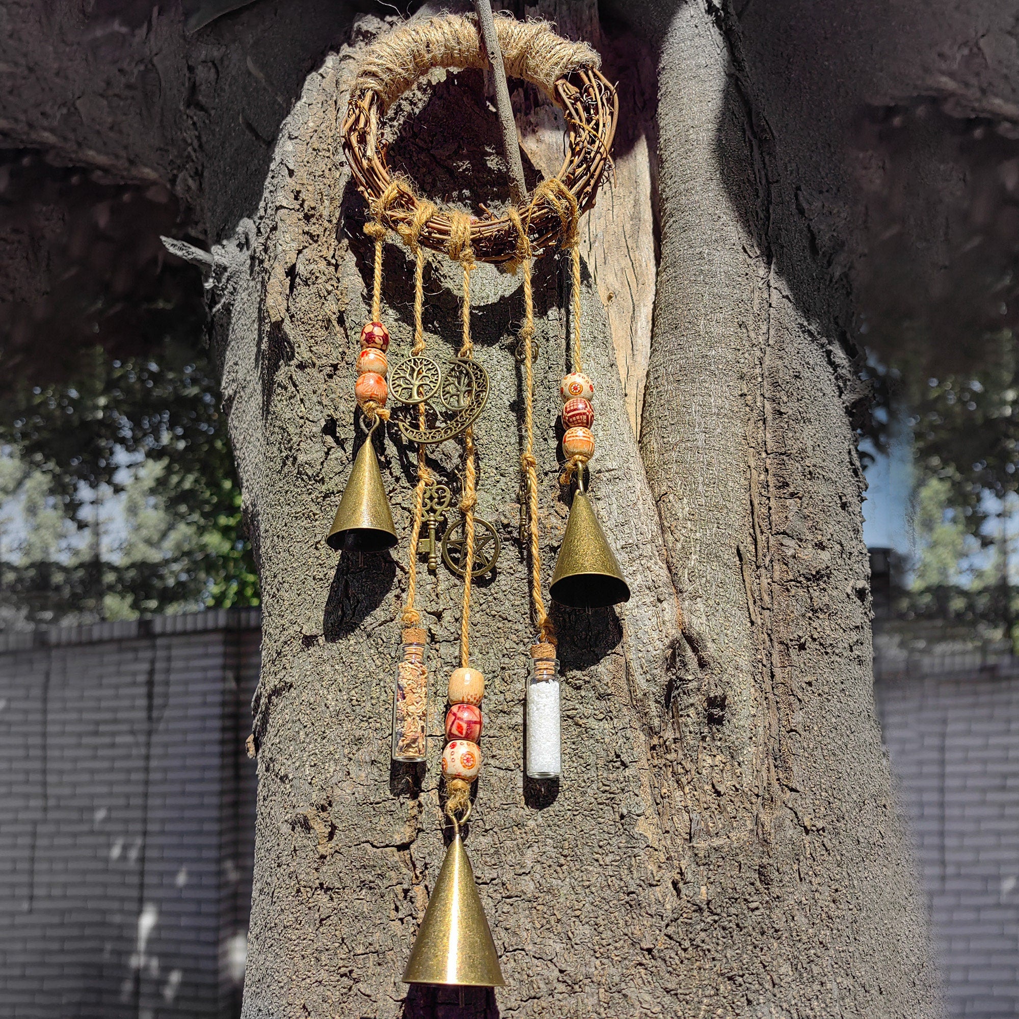 Witch Bells for Doorknob Hanger, Witchy Decor, Magic Bells, Door Hanger Bell, Home Protection Bells for Front Door Witchcraft Decor