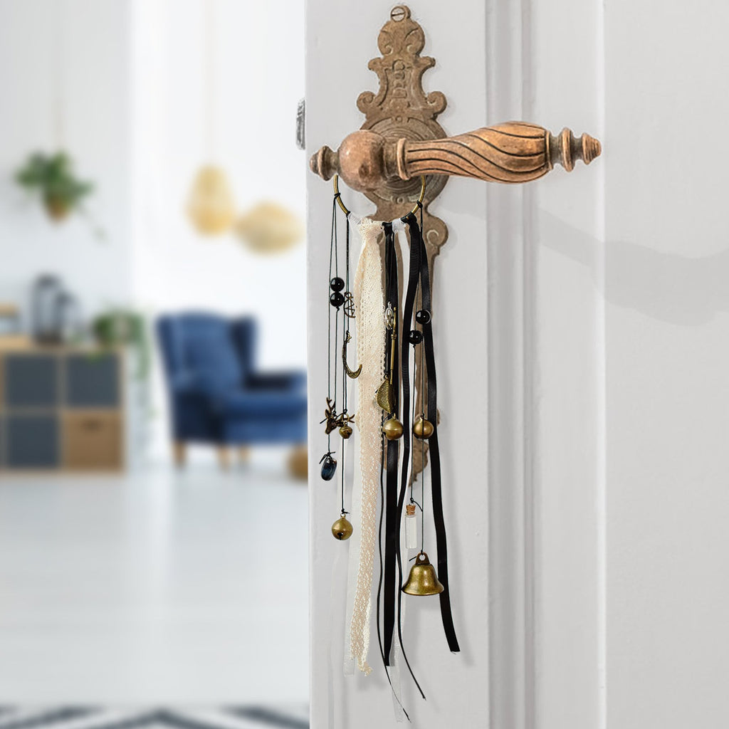 Witch Bells for Home Protection Magic, Decorated Door Knob, Witch Ribbon Wind Bells Decorations, Witchcraft Supplies, Witch's Gift