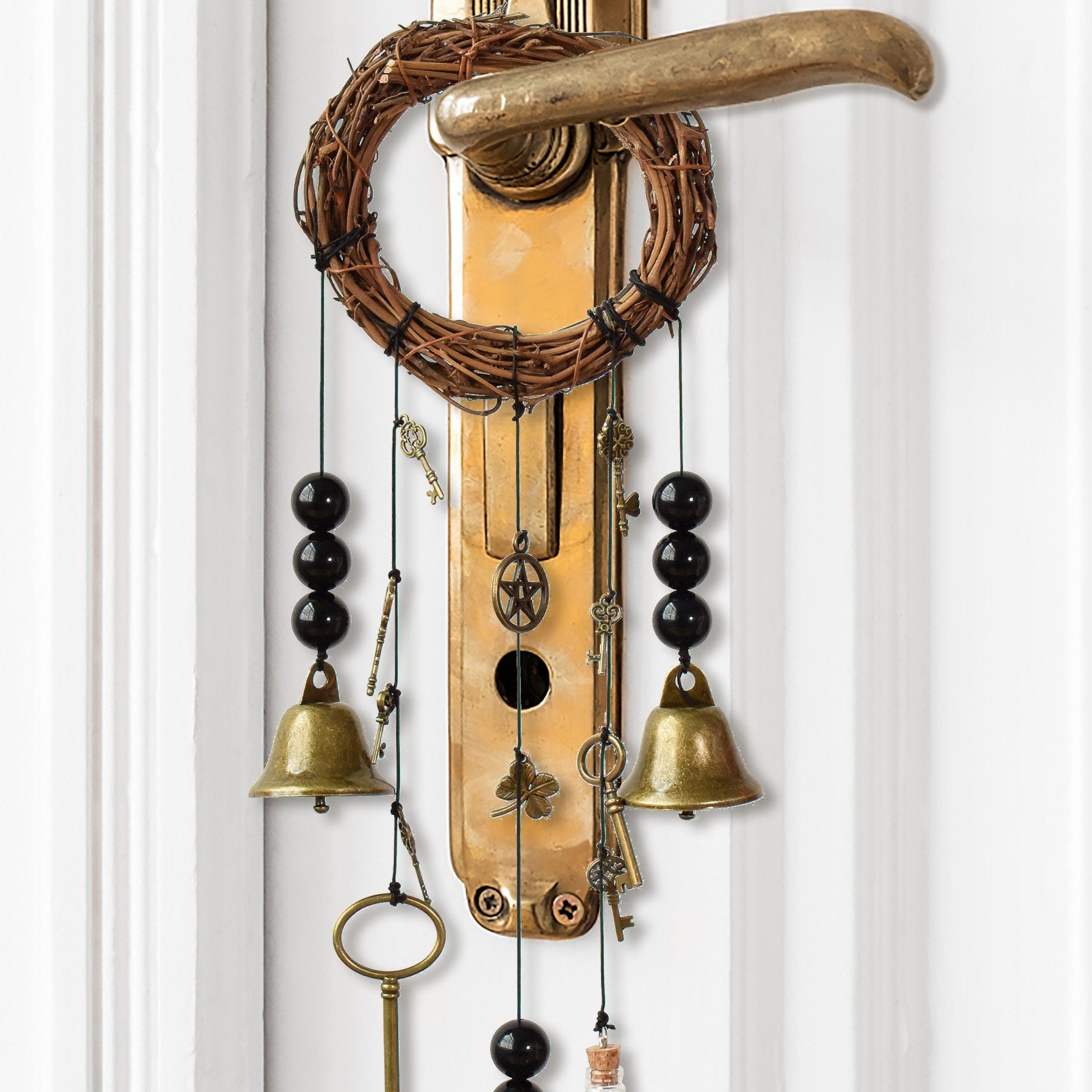 Altar Bells, Witch Bells, Doorknob Hanger, Witch Magic Bells for Door, Home Protection Bells for Front Door Witchcraft Decor, Witchy Gifts