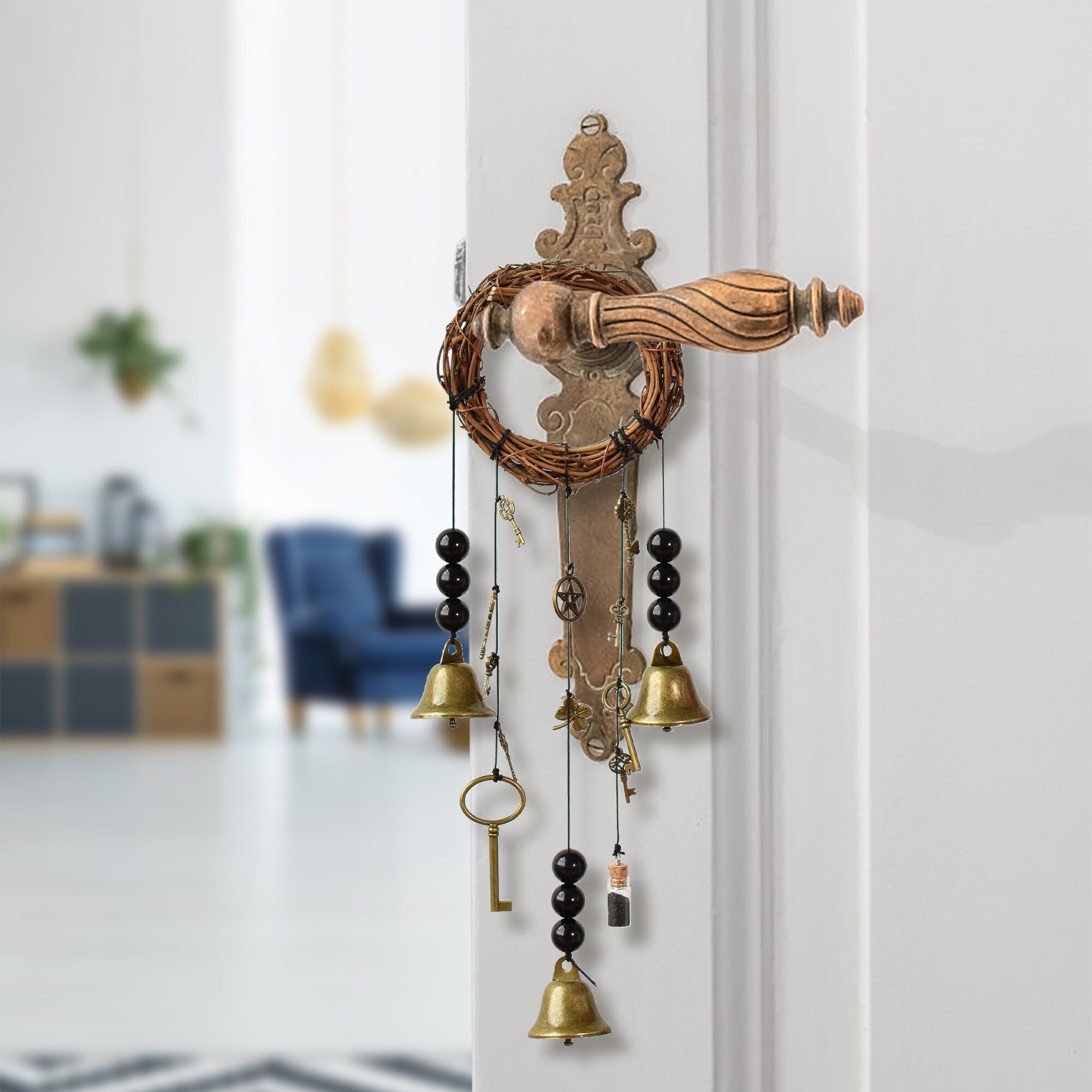 Altar Bells, Witch Bells, Doorknob Hanger, Witch Magic Bells for Door, Home Protection Bells for Front Door Witchcraft Decor, Witchy Gifts