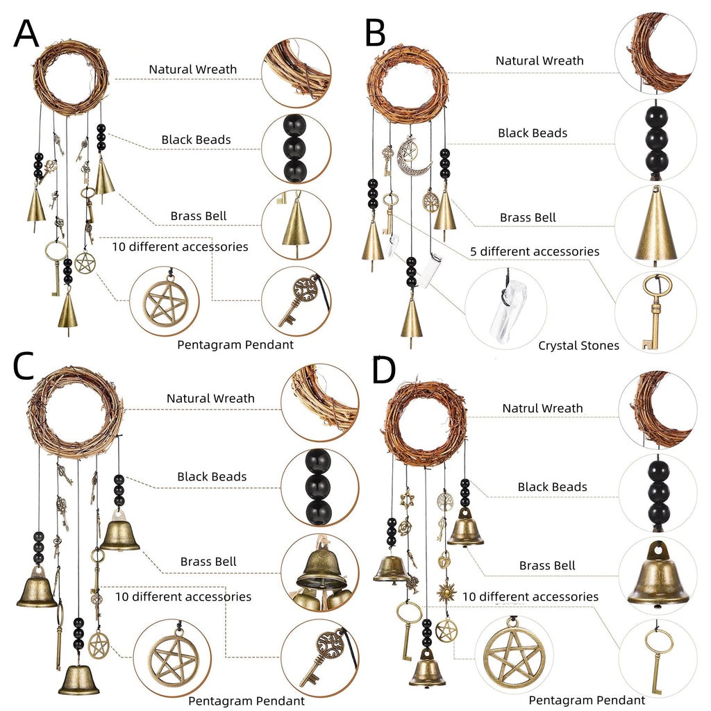 Set of 2 Witch's Bells, Door Bells, Protection Bells, Handmade Wind Chimes, Door Hangers, Bell Hanging, Ward Gifts, Housewarming Gifts