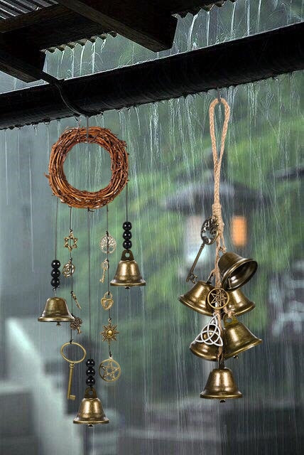 Set of 2 Witch's Bells, Door Bells, Protection Bells, Handmade Wind Chimes, Door Hangers, Bell Hanging, Ward Gifts, Housewarming Gifts