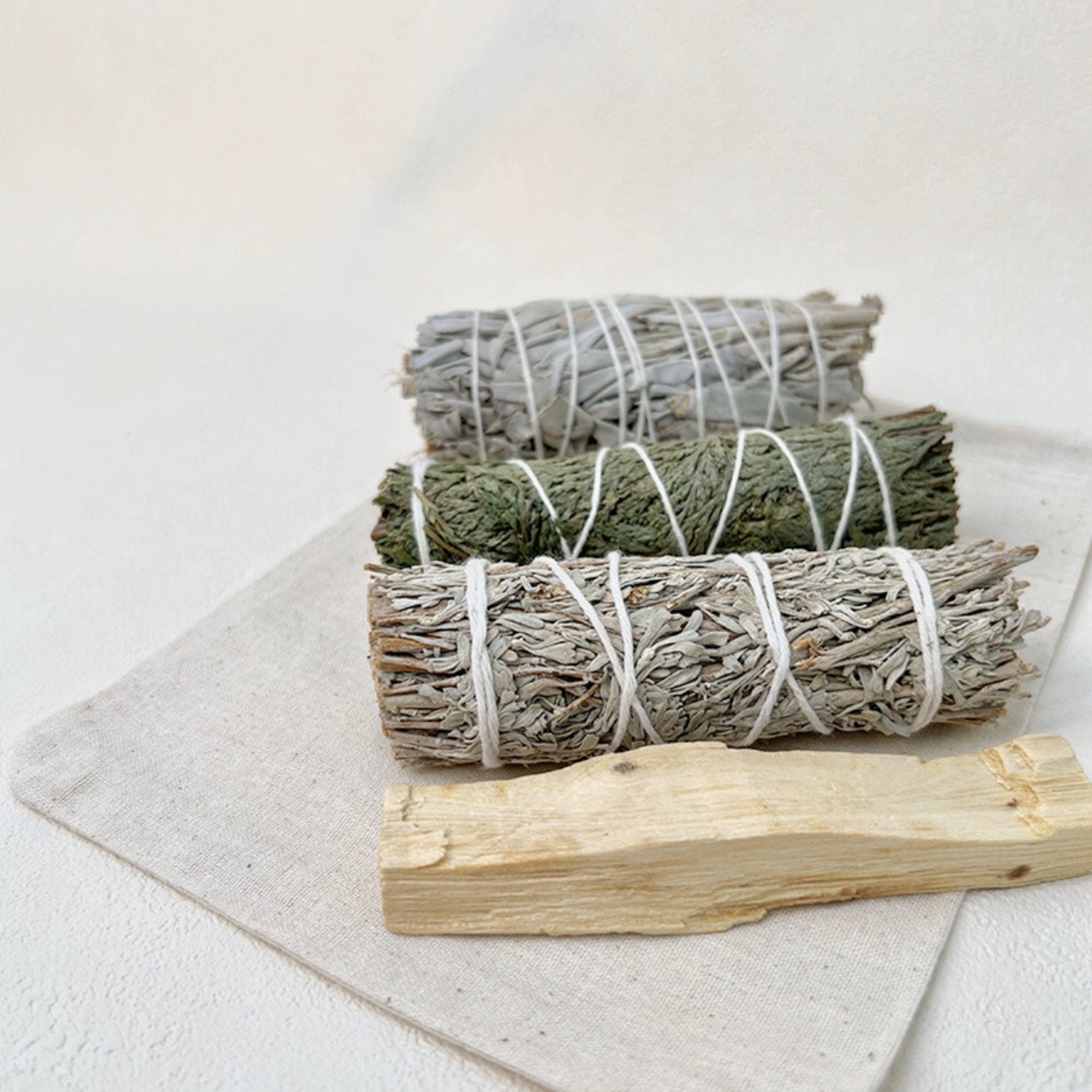 Sage Stain Kit, Smudging Kit- White Sage, Blue Sage, Cedar, Palo Santo, Abalone Shell, Tripod and Feathers! Aromatherapy Meditation Kit