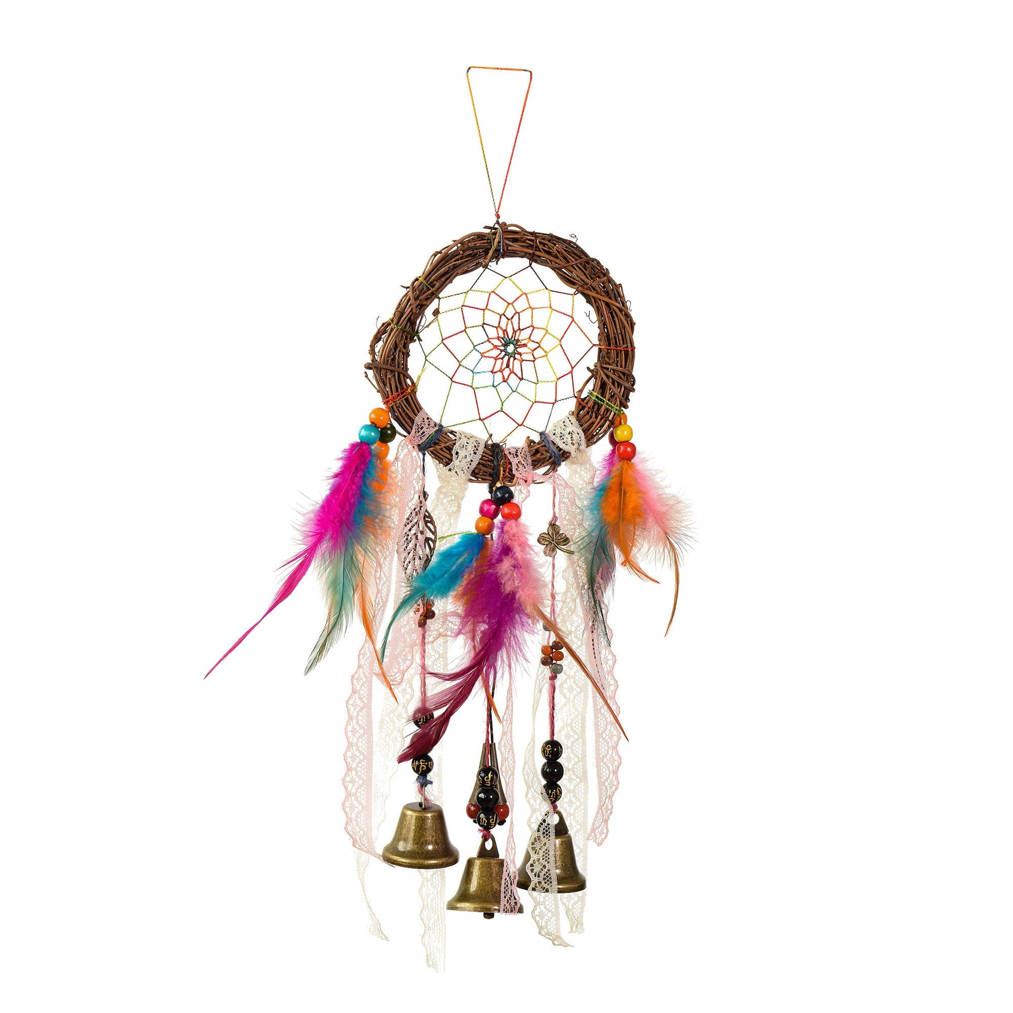 Keeping Good Dreams Chasing Away Bad Dreams, Home Protection, Wicca Dreamcatcher Bells, Witch Bells, Doorknob Hanger, Protection Bells