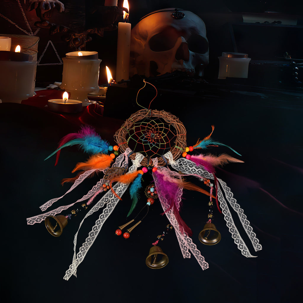 Keeping Good Dreams Chasing Away Bad Dreams, Home Protection, Wicca Dreamcatcher Bells, Witch Bells, Doorknob Hanger, Protection Bells