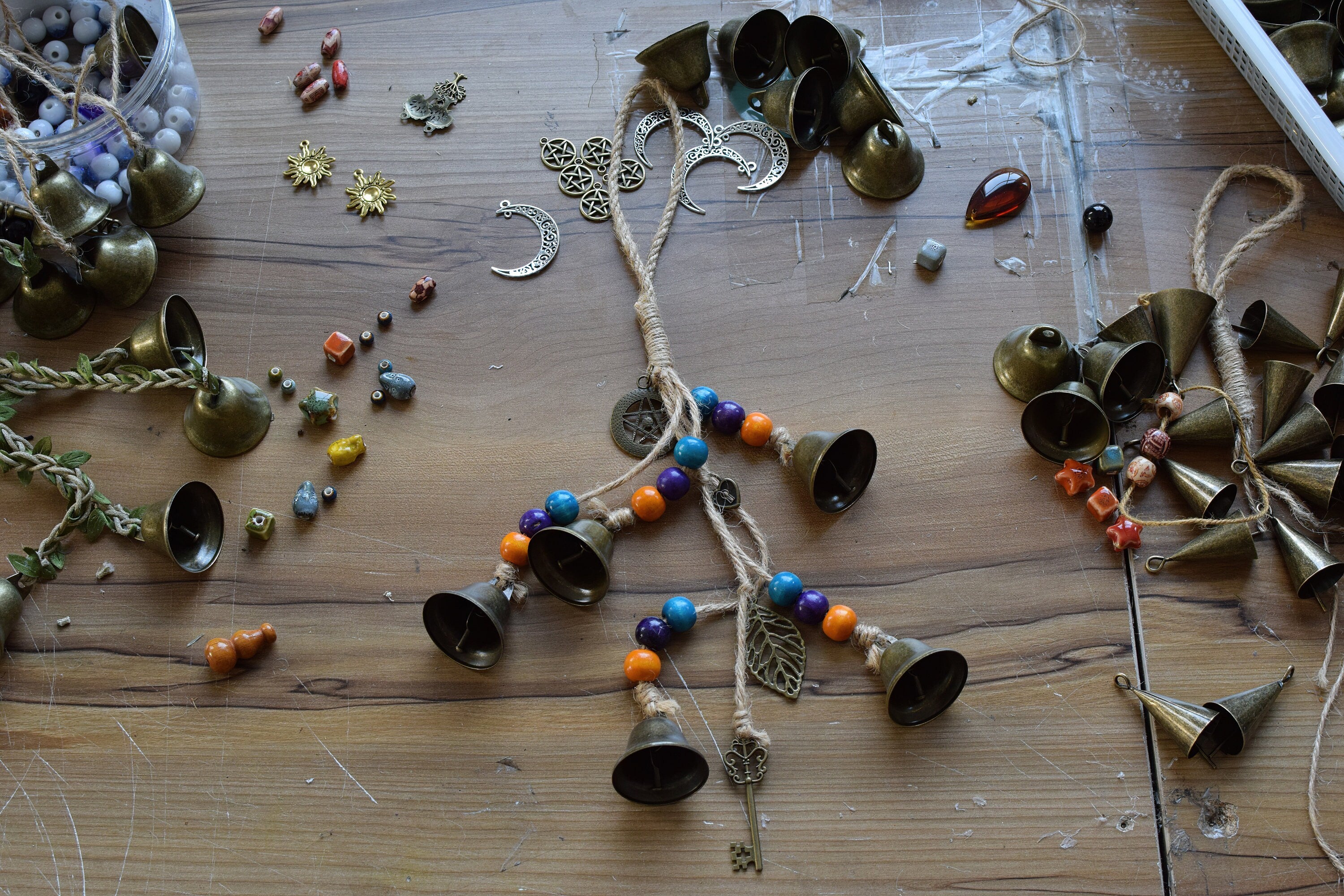 Hanging Bells Gift for Witchy, Witch Bells for Protectio Home, Handmade Witchy Decor, Boho Door Handle Decor