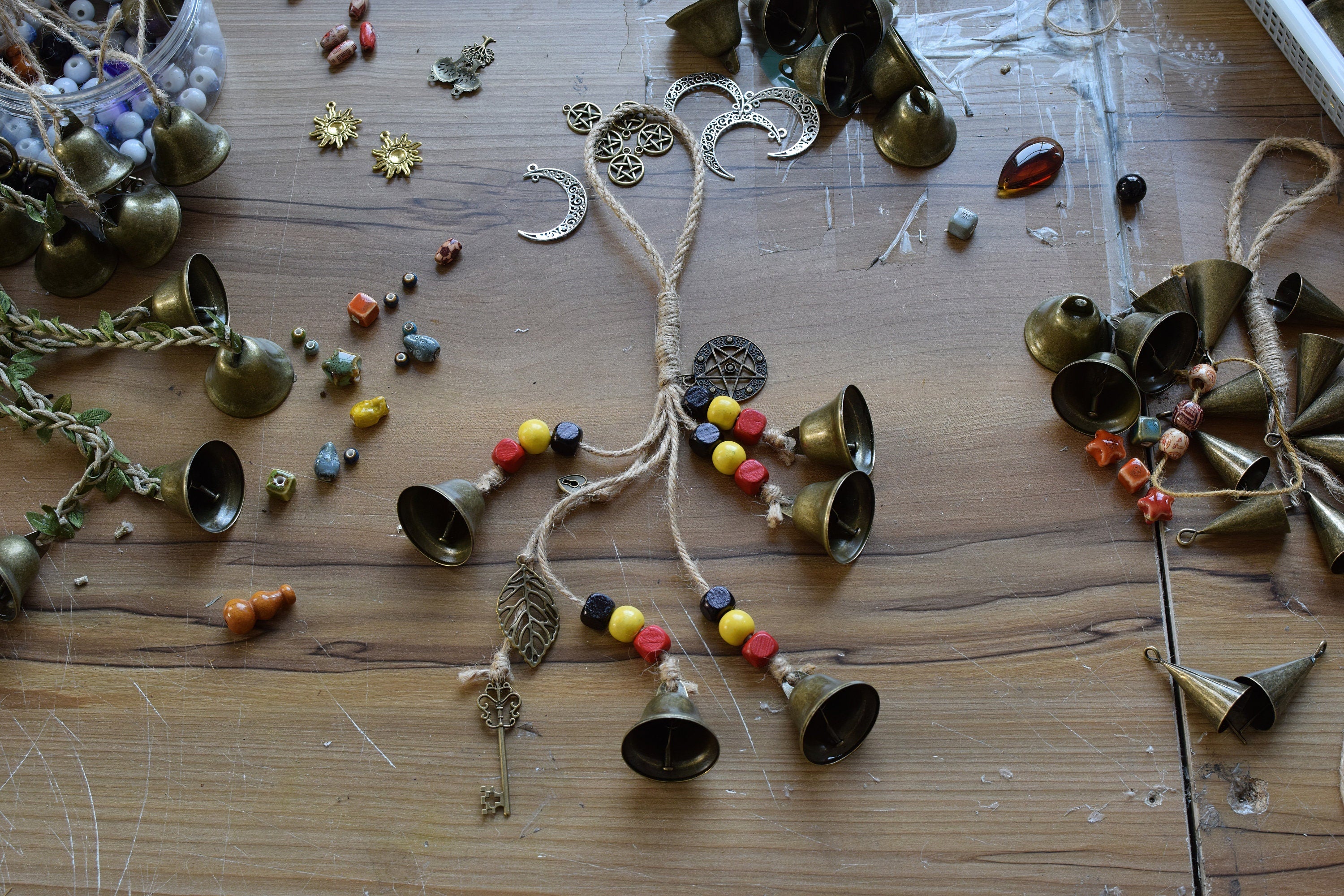 Garden Patio Magic Bells, Rustic Bells, Home Protection Bells, Witch Bells for Attracts Positive and Drive Out Negative, Housewarming Gifts