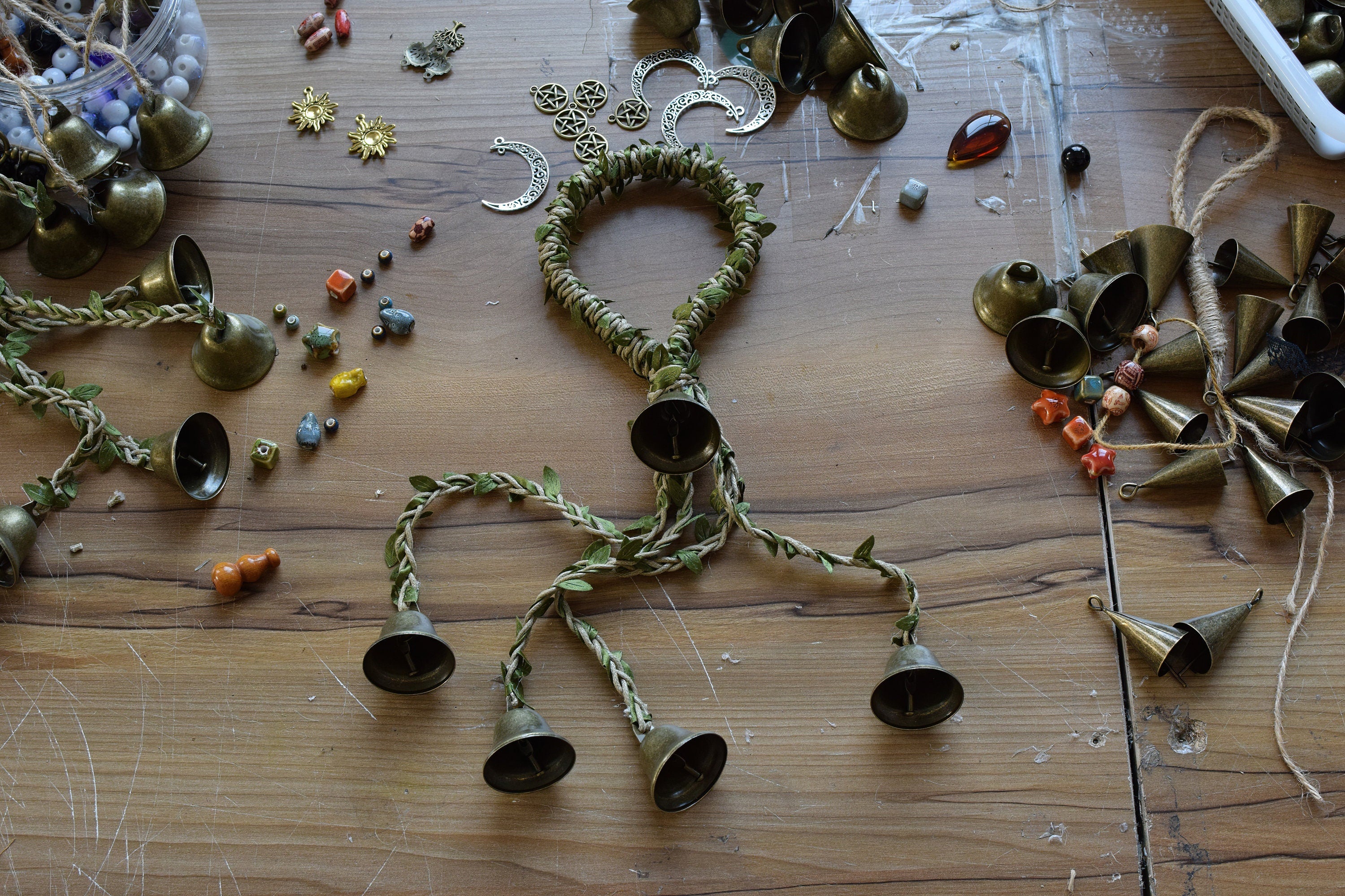 5 Brass Bells, Witch Bells, Door Bells, Spiritual Protection, Home Protection, Protection Charm, Altar Kitchen Supplies, Ward Gifts