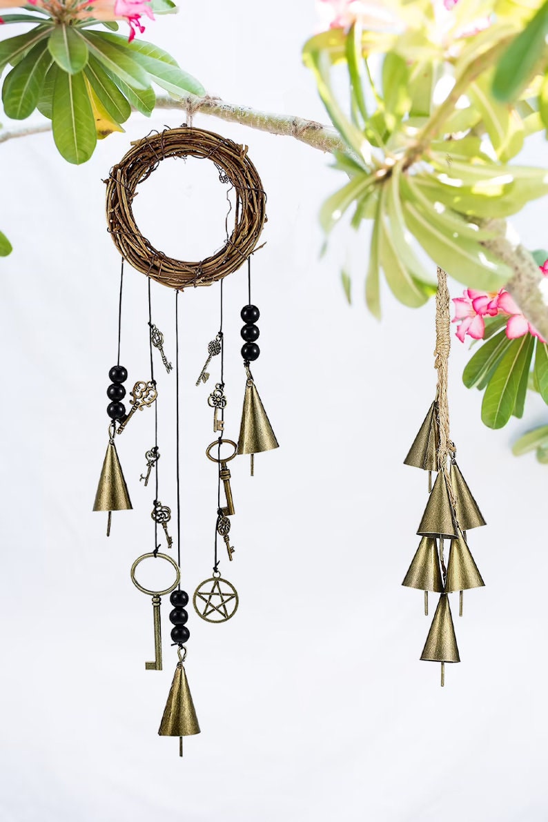 Set of 2 Witch's Bells, Door Bells, Protection Bells, Handmade Wind Chimes, Door Hangers, Bell Hanging, Ward Gifts, Housewarming Gifts