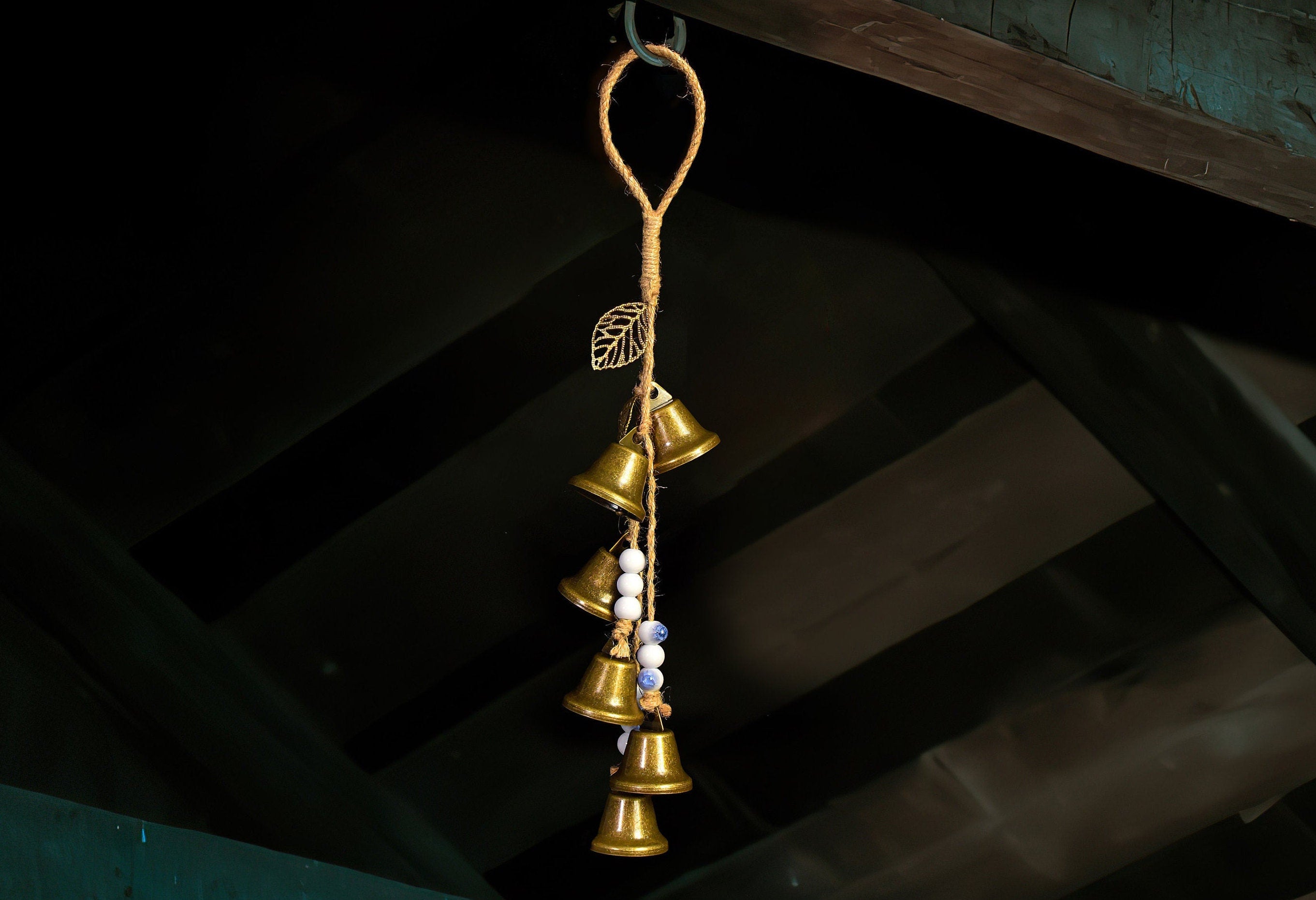 Witch Bells with Ceramic Beads, Witch Bells for Front Door, Pagan Decor, Shopkeeper Bells, Bells for Hanging, Housewarming Gifts