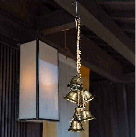 Rustic Bells on Hemp Jute Rope, Witch Home Protection Bells, Witch Gift, Wicca Supplies, Altar Kitchen, Witch Bell, Ward Gifts, Housewarming