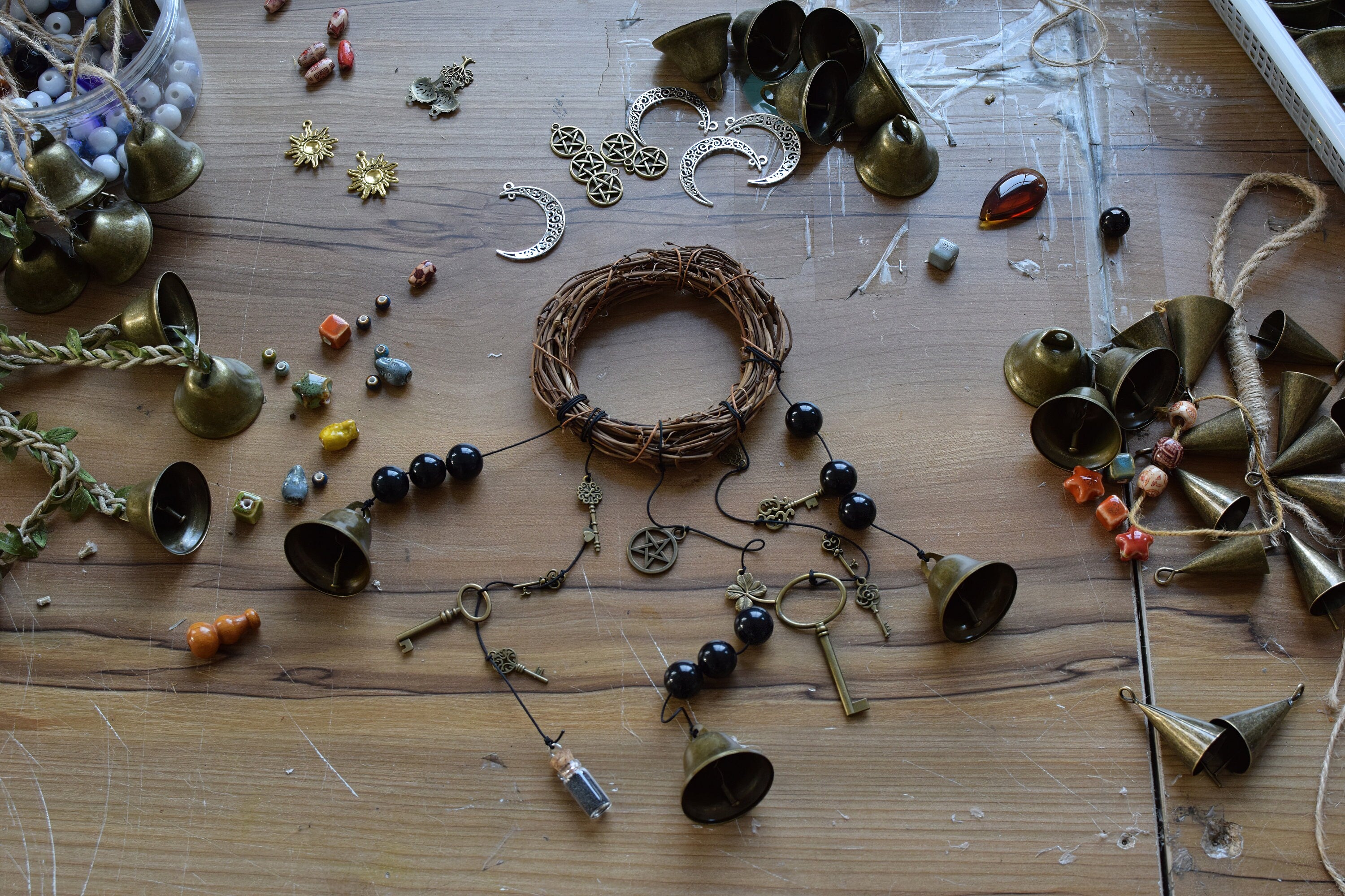 Altar Bells, Witch Bells, Doorknob Hanger, Witch Magic Bells for Door, Home Protection Bells for Front Door Witchcraft Decor, Witchy Gifts