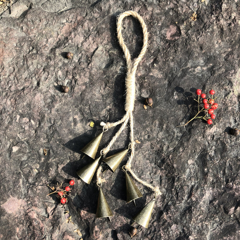 Rustic Bells, Witch's bells, 6 Con Shape Bells, Magic Witches Bells, Clears Negativity Energy, Door Hanging Home Protection Bells