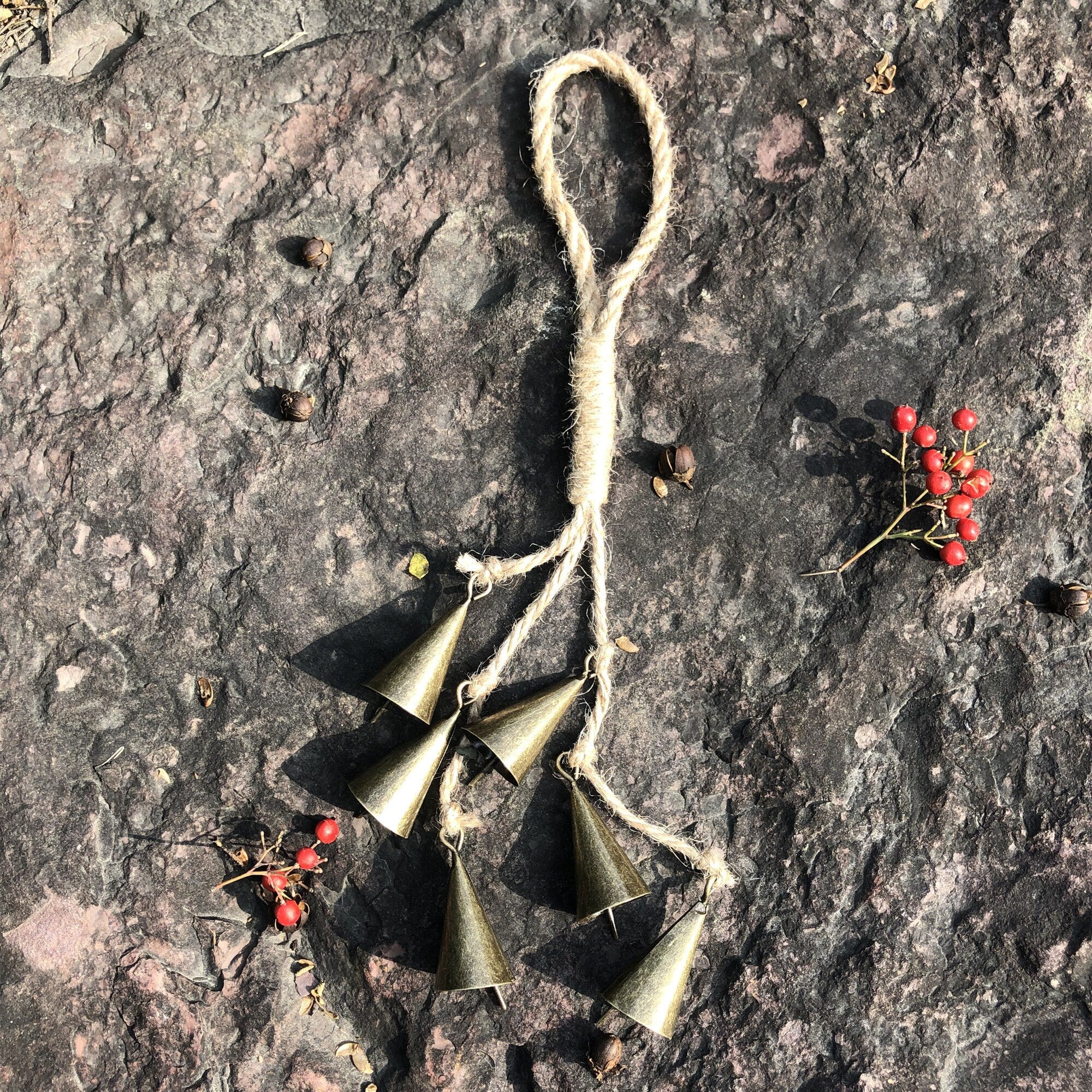 Rustic Bells, Witch's bells, 6 Con Shape Bells, Magic Witches Bells, Clears Negativity Energy, Door Hanging Home Protection Bells