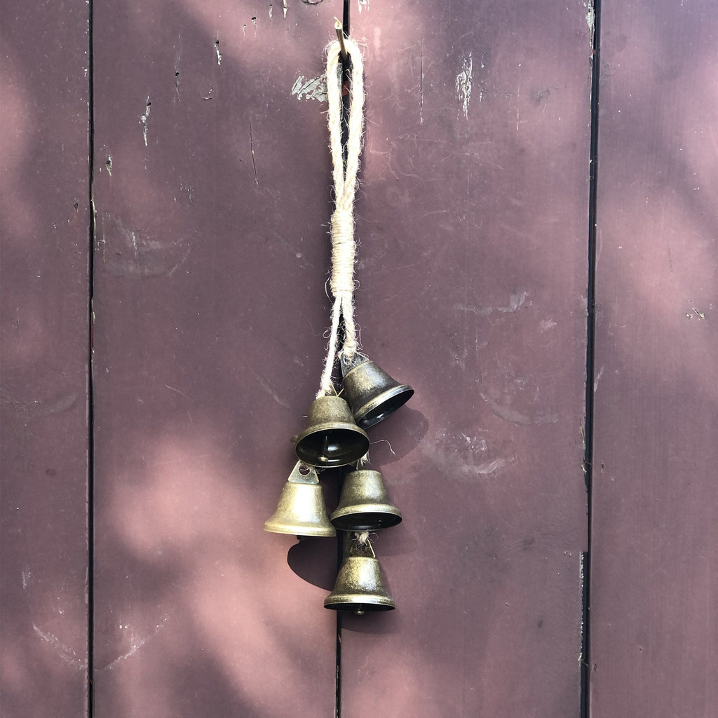 Rustic Bells on Hemp Jute Rope, Witch Home Protection Bells, Witch Gift, Wicca Supplies, Altar Kitchen, Witch Bell, Ward Gifts, Housewarming