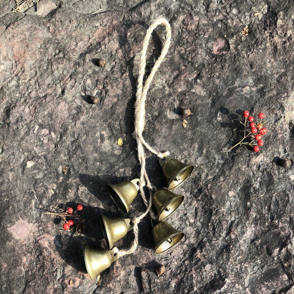 Rustic Bells on Hemp Jute Rope, Witch Home Protection Bells, Witch Gift, Wicca Supplies, Altar Kitchen, Witch Bell, Ward Gifts, Housewarming