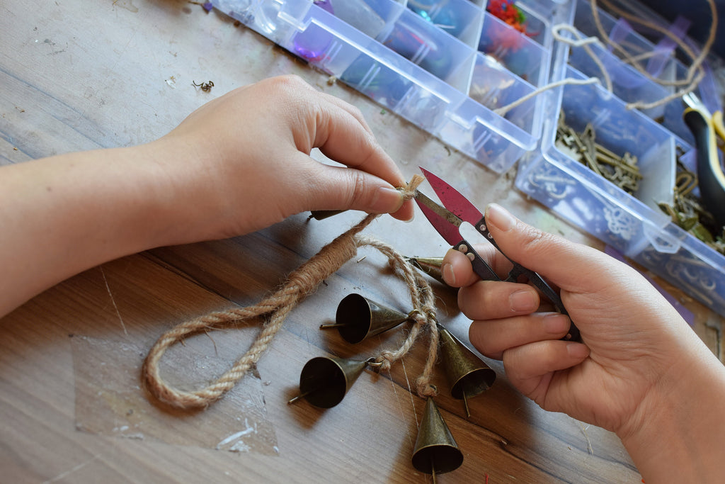 Rustic Bells, Witch's bells, 6 Con Shape Bells, Magic Witches Bells, Clears Negativity Energy, Door Hanging Home Protection Bells