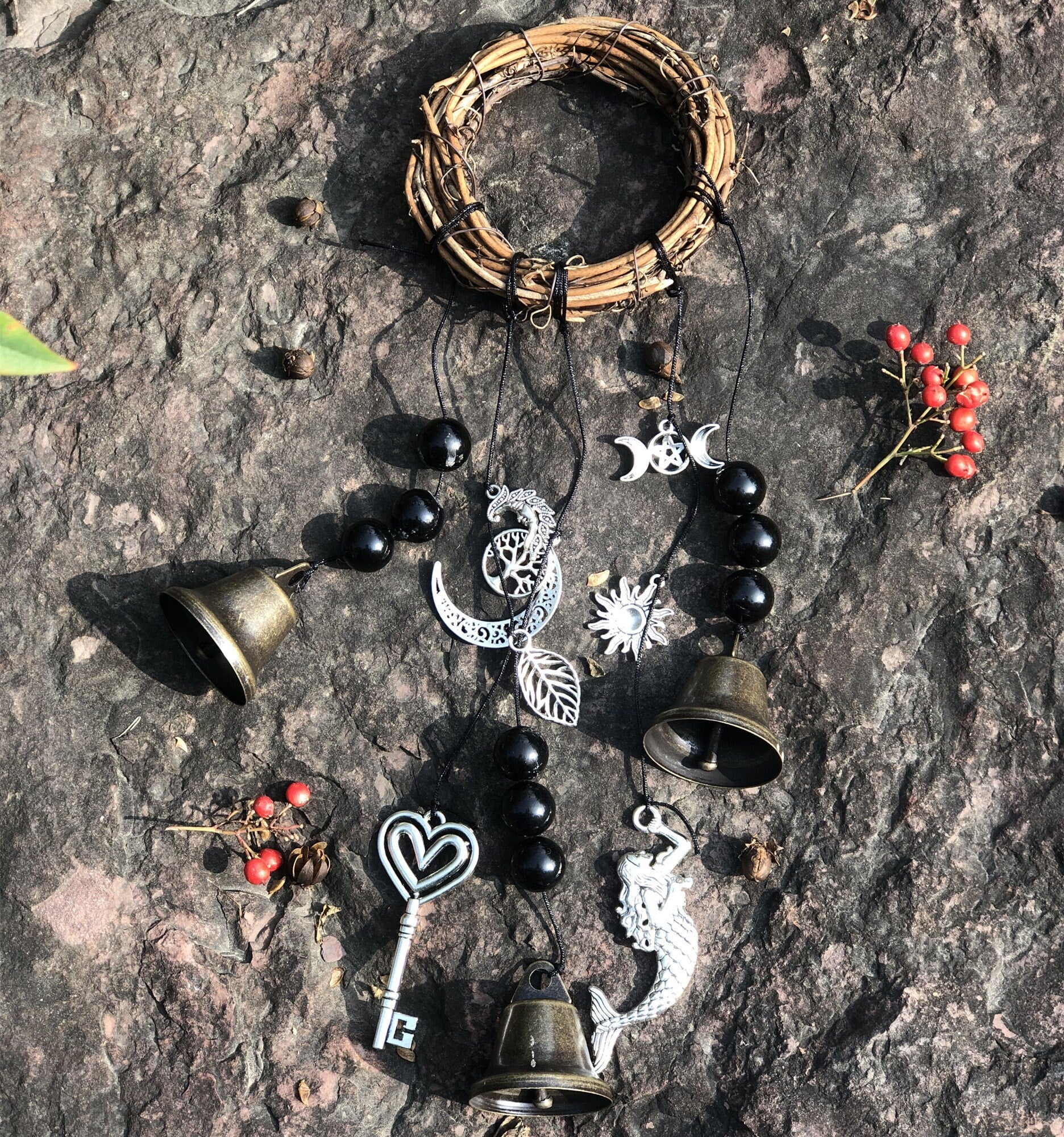 Front Door Protection Bells, Handmade Wicca Witch Bells, Witchy Things, Witch Bell, Witchcraft Supplies Housewarming Gifts, New Home Decor