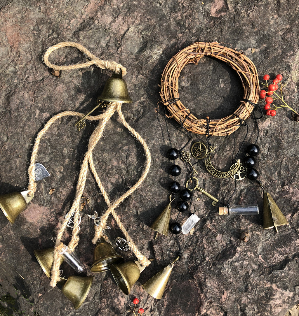 Set of 2 Witch's Bells, Door Bells, Protection Bells, Handmade Win
