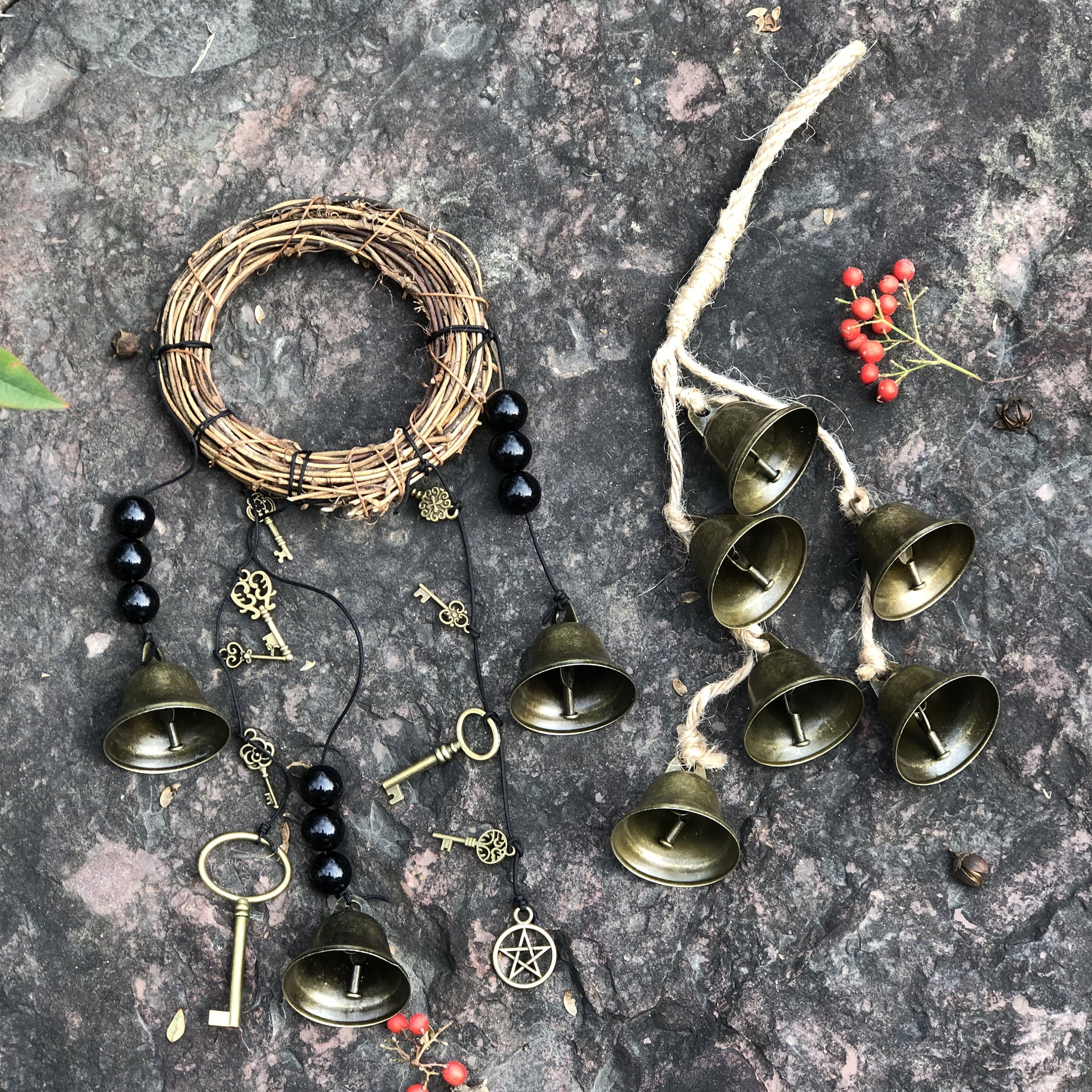 Set of 2 Witch's Bells, Door Bells, Protection Bells, Handmade Wind Chimes, Door Hangers, Bell Hanging, Ward Gifts, Housewarming Gifts