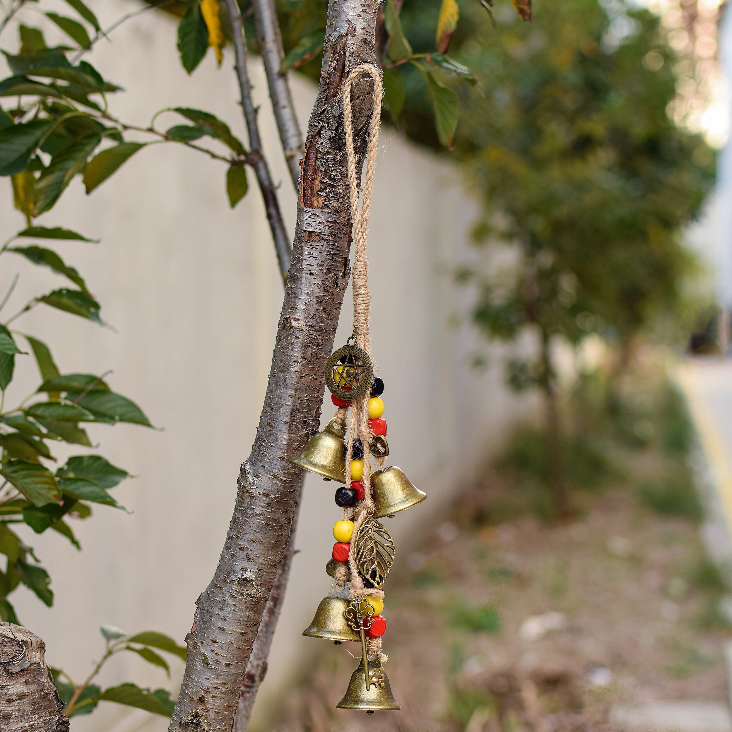 Garden Patio Magic Bells, Rustic Bells, Home Protection Bells, Witch Bells for Attracts Positive and Drive Out Negative, Housewarming Gifts