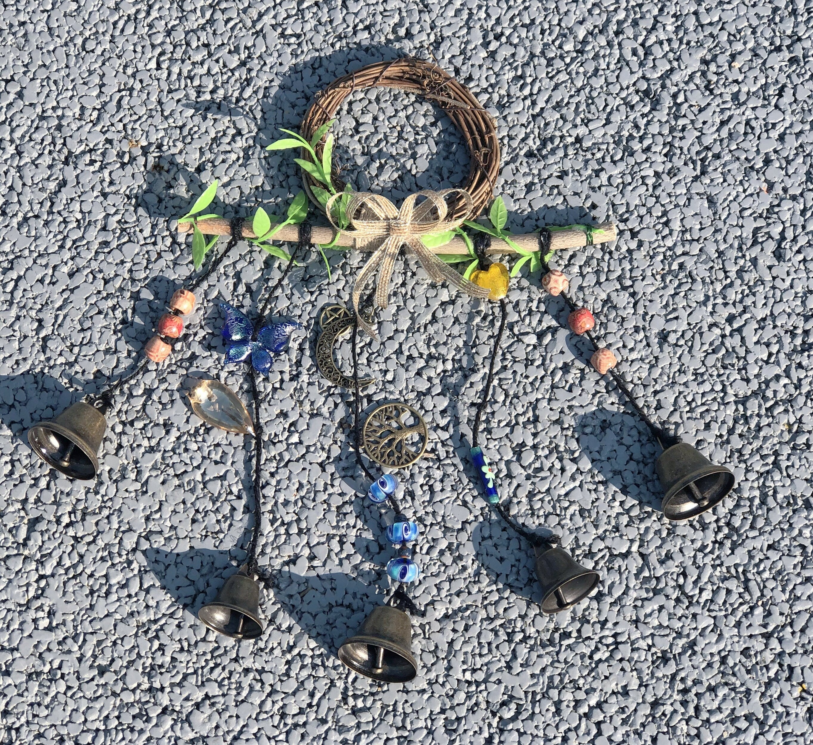 Witch Bells with Bow Tie, Protection Amulet for Wiccan and Traditional Witchcraft, Tree of Life Witches Bells, Bow Tie, Door Protection