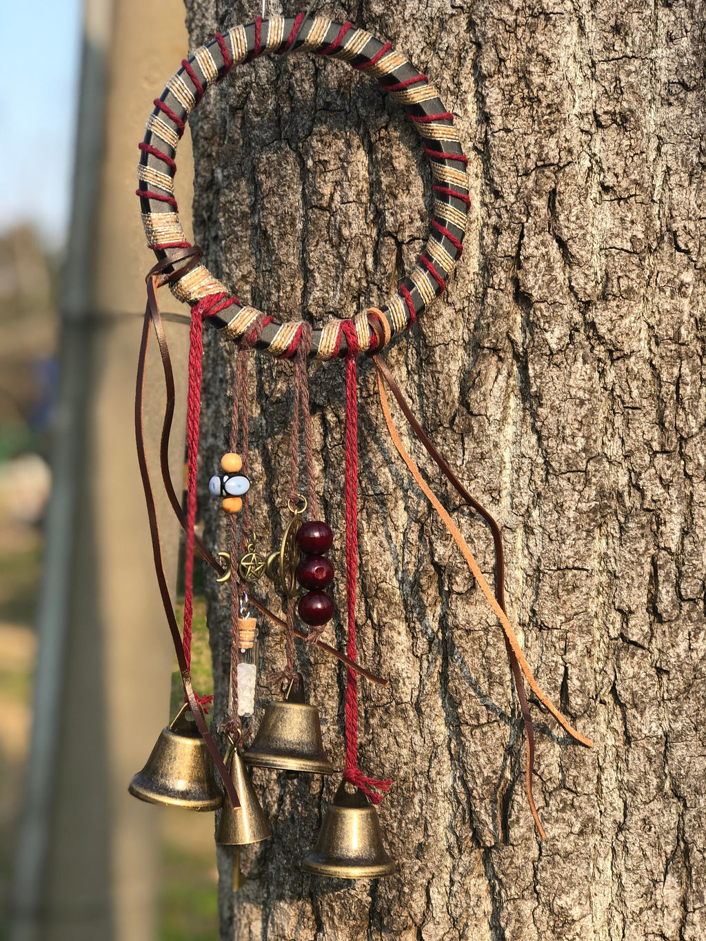 Bells for Hanging, Home Door Bells, Handmade Metal Wind Chime with Bells, Witch's Bell for Protection, Housewarming Gift, Christmas Ornament