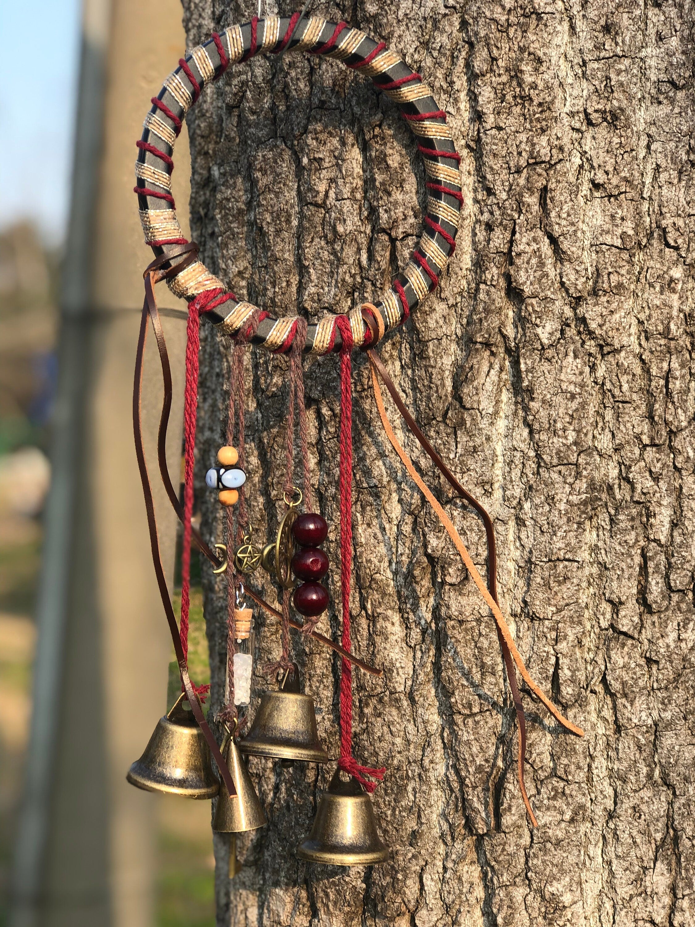 Bells for Hanging, Home Door Bells, Handmade Metal Wind Chime with Bells, Witch's Bell for Protection, Housewarming Gift, Christmas Ornament
