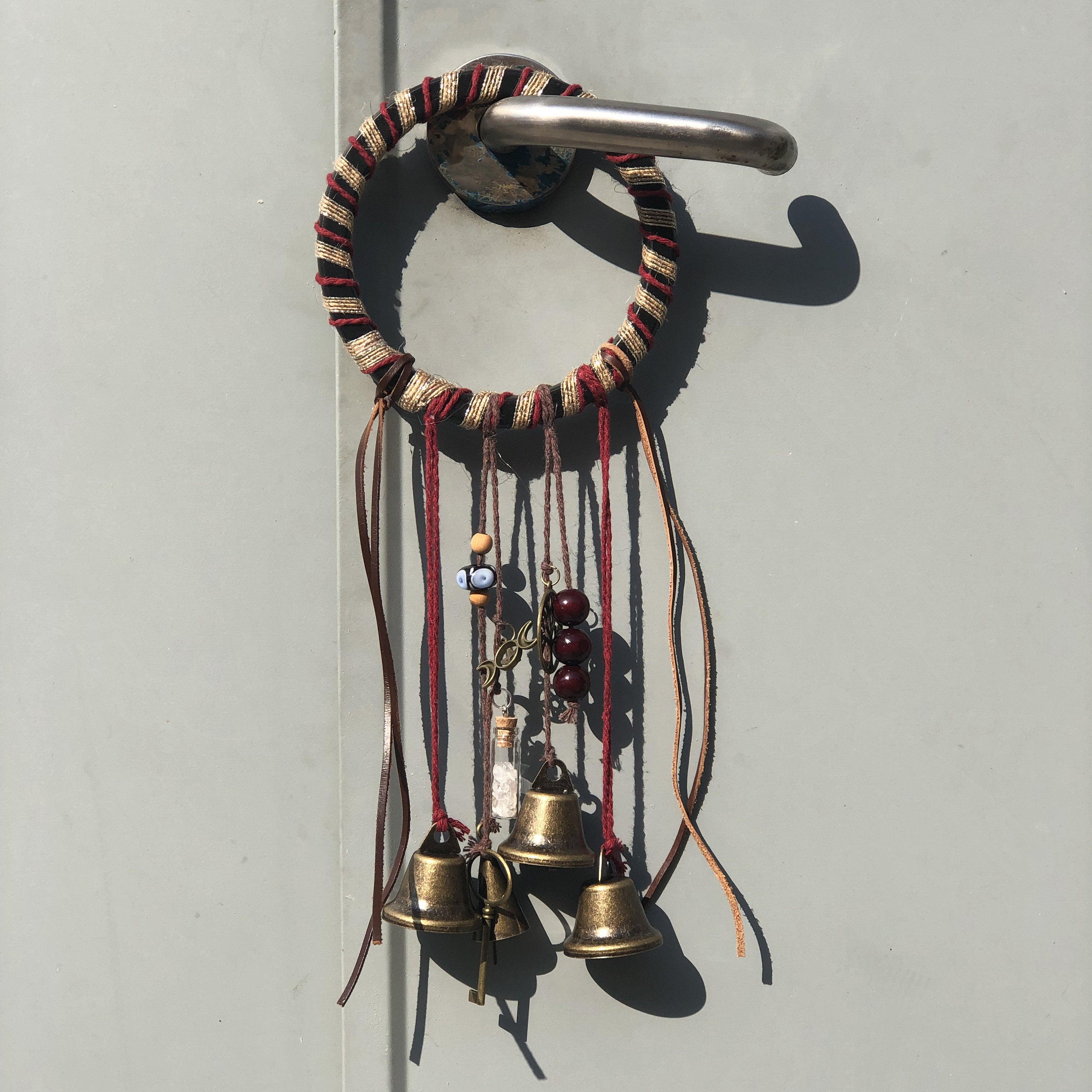 Bells for Hanging, Home Door Bells, Handmade Metal Wind Chime with Bells, Witch's Bell for Protection, Housewarming Gift, Christmas Ornament