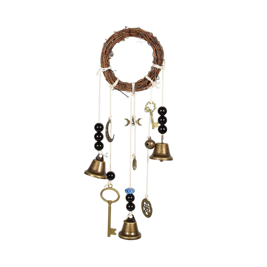 Wind Chime with 3 Bells on a Cotton Rope with Glass Beads, Reiki Blessed Bells, Housewarming Decor, Front Door Hanger, Bell for Witch