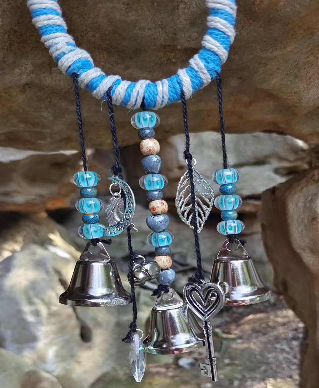 Blue Witch Bell, Witch Bells for Door Protections, Witch Bells for Door Hanging, Wreath Wind Chimes, Door Hanger, Mother Day's Gift .