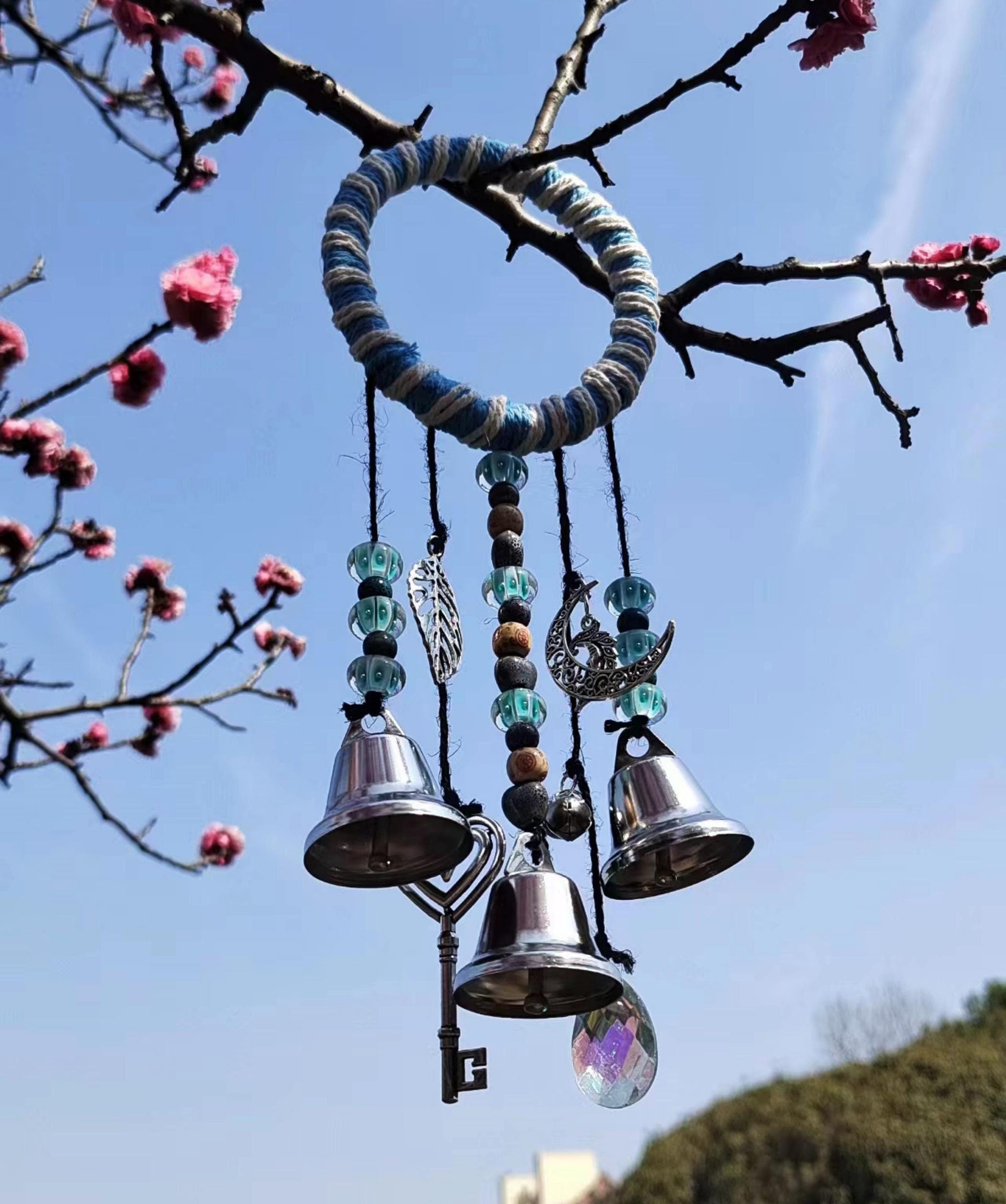 Blue Witch Bell, Witch Bells for Door Protections, Witch Bells for Door Hanging, Wreath Wind Chimes, Door Hanger, Mother Day's Gift .