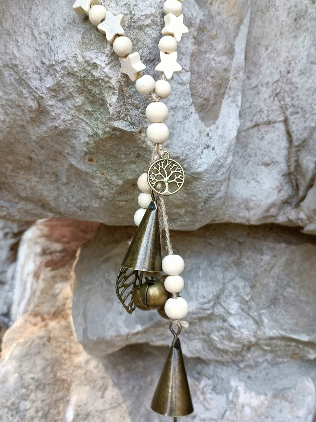 Log Beads Witches Charm Bells, Witch Bells for Door Protection, Clears Negativity and Attracts Positive Energy, Door Hangers