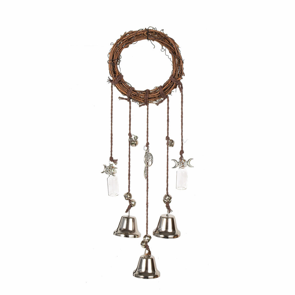 Witch Bells Wreath, Witch Bells , Witches Charms Bells, Door Hangers, Rustic Witch Bells, Witch Bells with Silver Bells, Wicca Decor