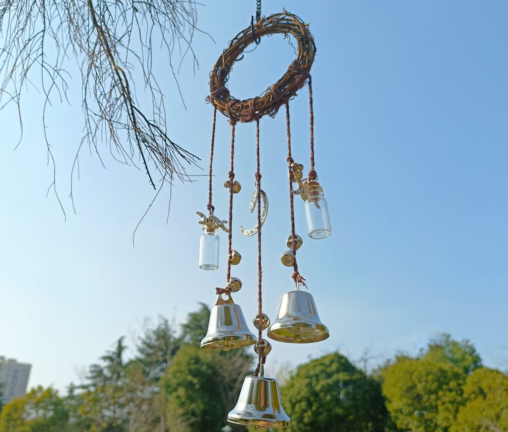 Witch Bells Wreath, Witch Bells , Witches Charms Bells, Door Hangers, Rustic Witch Bells, Witch Bells with Silver Bells, Wicca Decor