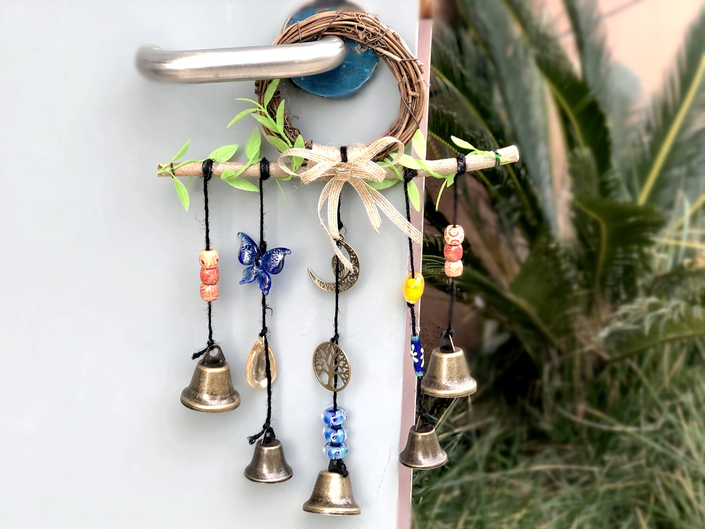 Witch Bells with Bow Tie, Protection Amulet for Wiccan and Traditional Witchcraft, Tree of Life Witches Bells, Bow Tie, Door Protection