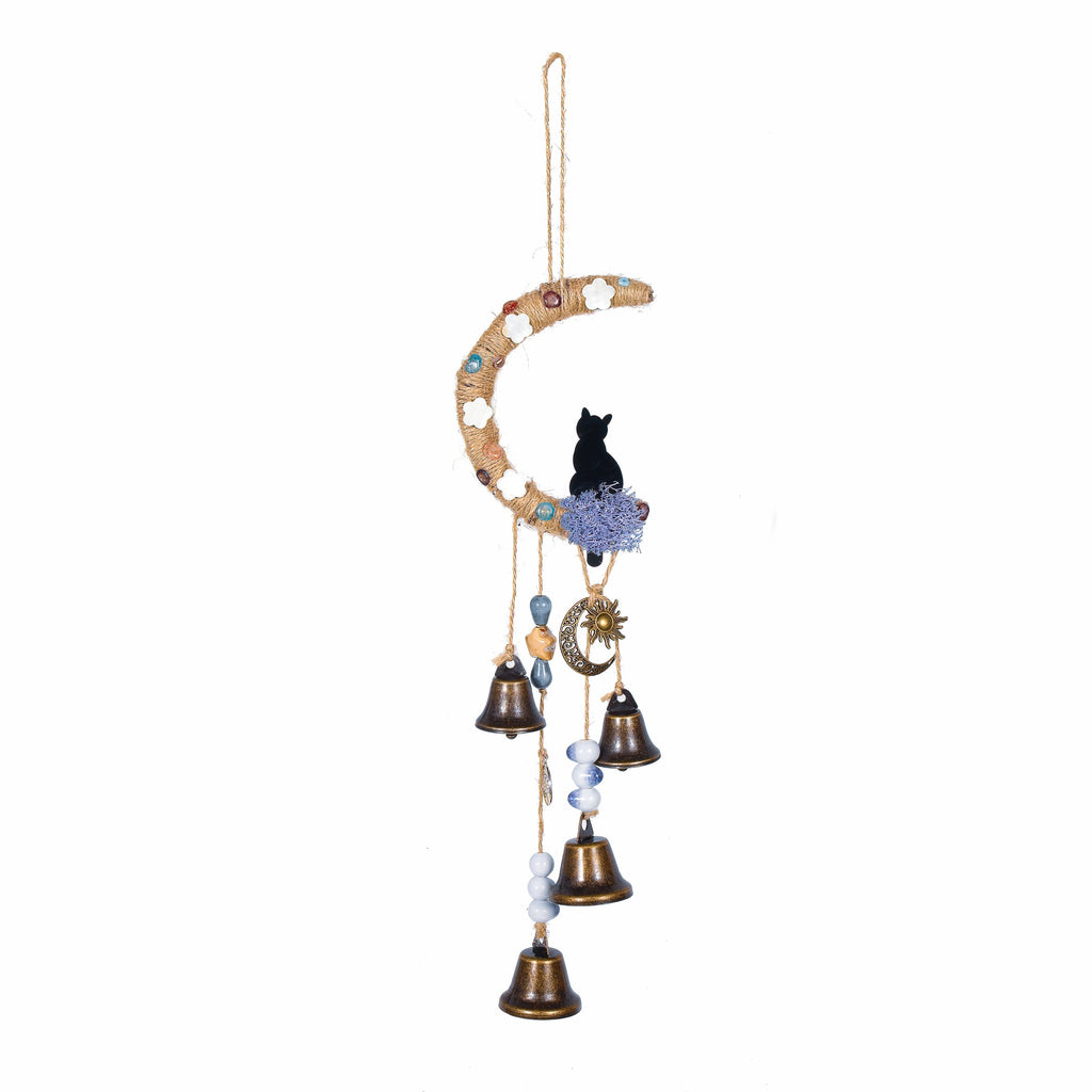 Witch Bells, Witch Bells for Gardening, Witch Bells -One Little Cat Sitting on The Moon, Witch Bells for Door Knob, Hanging Bells