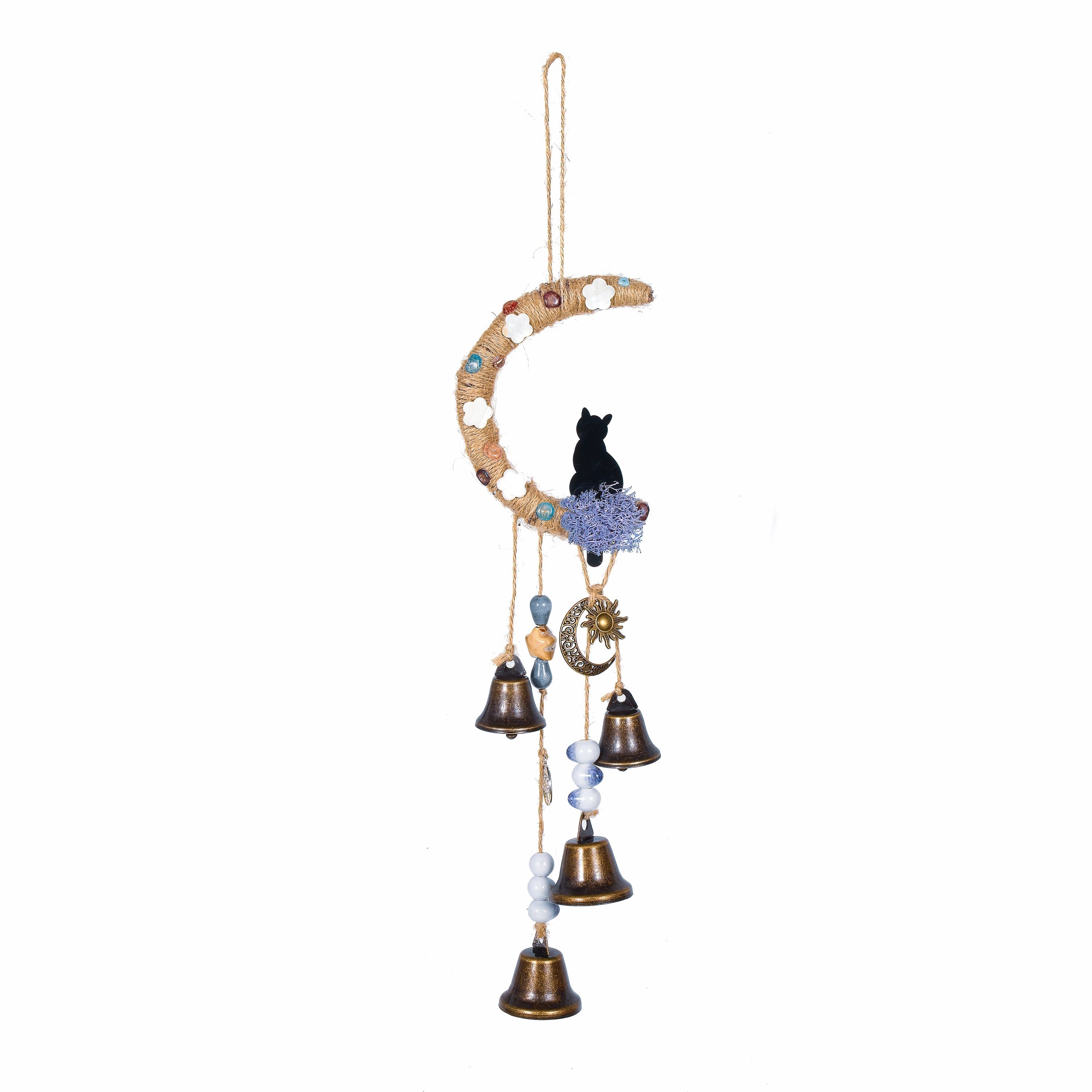 Witch Bells, Witch Bells for Gardening, Witch Bells -One Little Cat Sitting on The Moon, Witch Bells for Door Knob, Hanging Bells