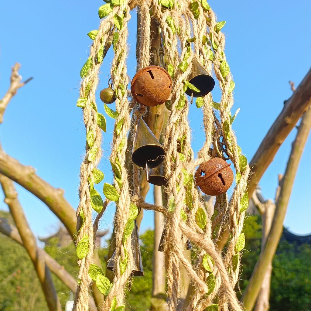 Green Witch Bells, Hanging Bells for Door Protection, Wiccan Decorations, Handmade Gift for Women