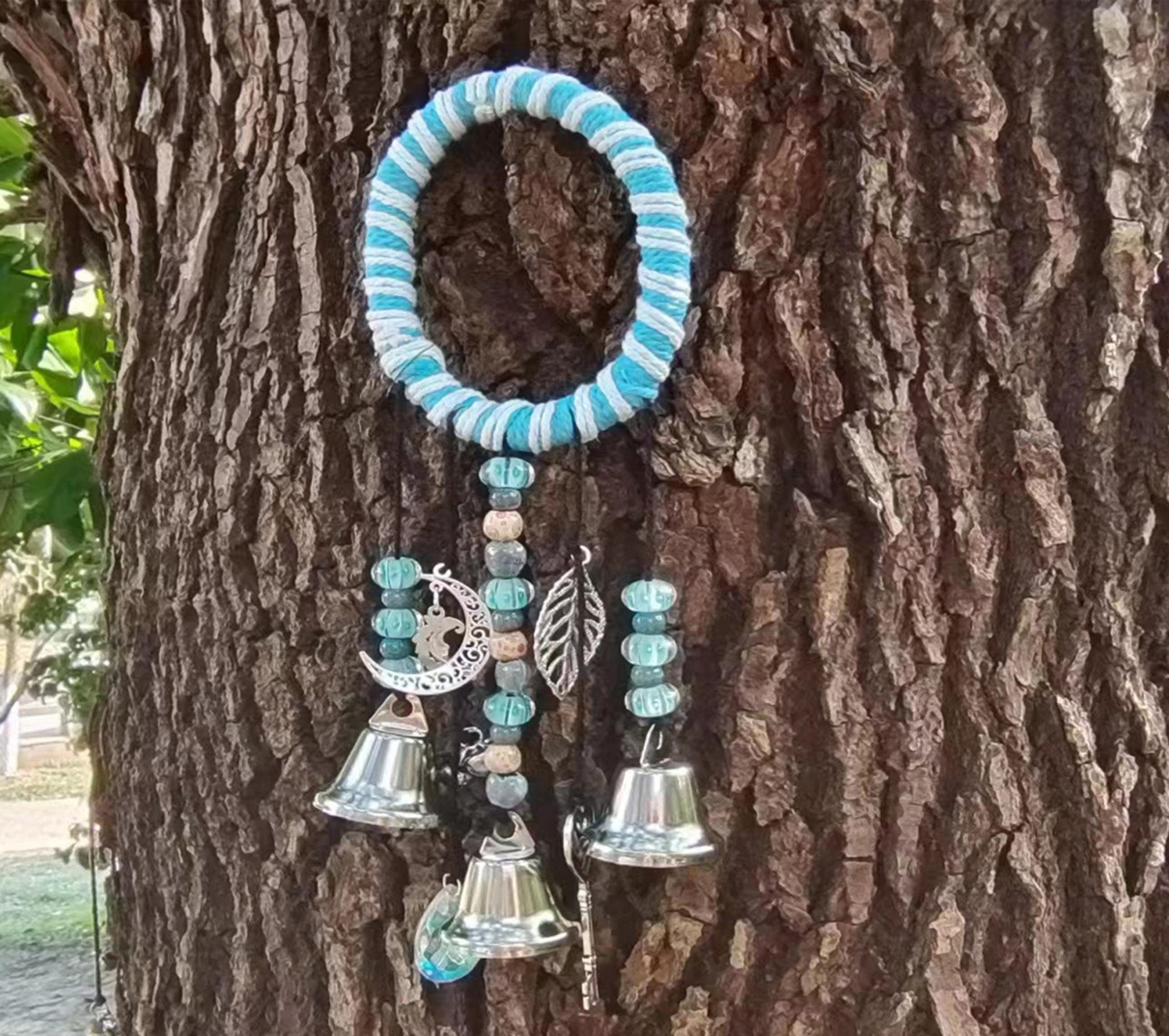 Blue Witch Bell, Witch Bells for Door Protections, Witch Bells for Door Hanging, Wreath Wind Chimes, Door Hanger, Mother Day's Gift .