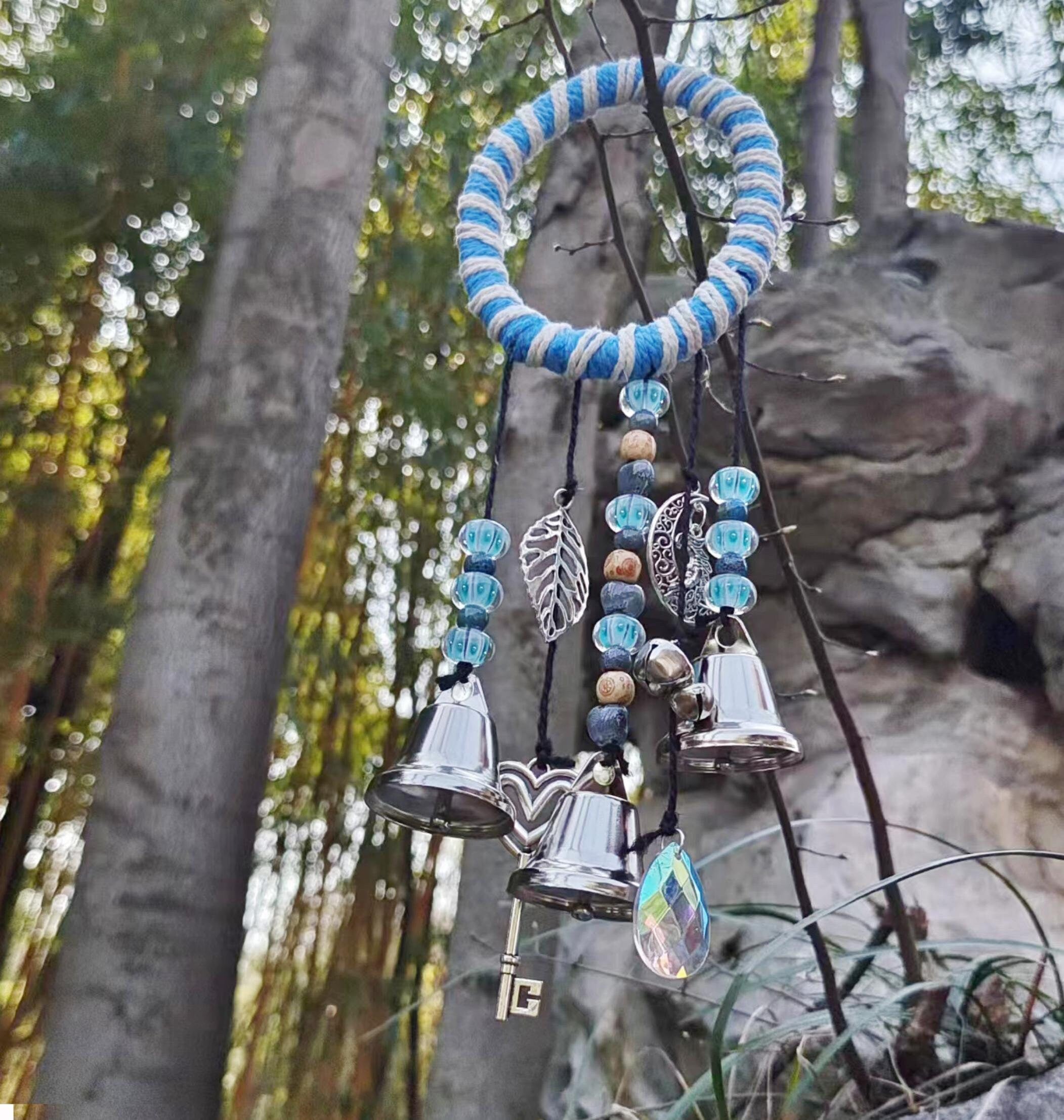 Blue Witch Bell, Witch Bells for Door Protections, Witch Bells for Door Hanging, Wreath Wind Chimes, Door Hanger, Mother Day's Gift .