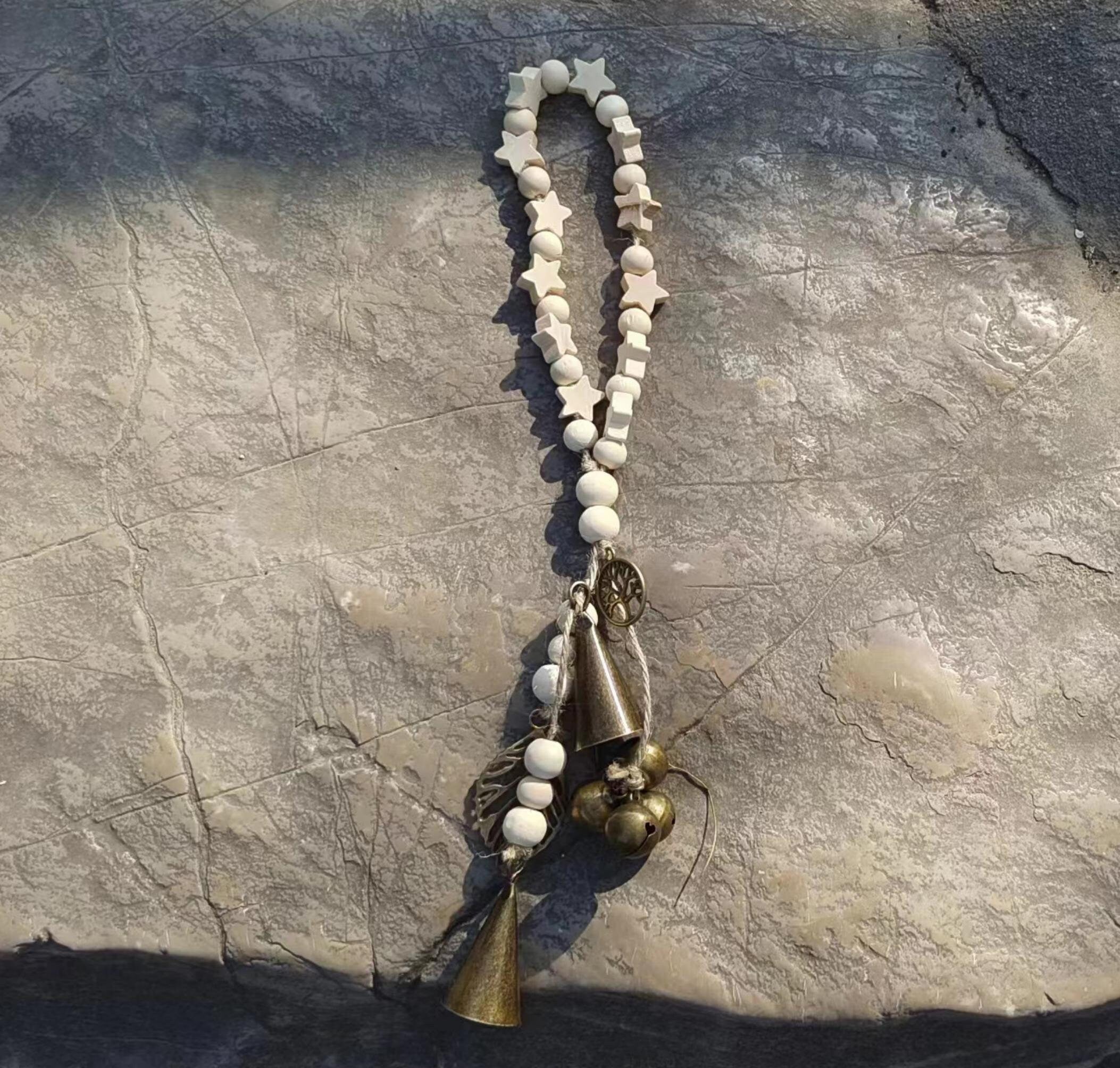 Log Beads Witches Charm Bells, Witch Bells for Door Protection, Clears Negativity and Attracts Positive Energy, Door Hangers