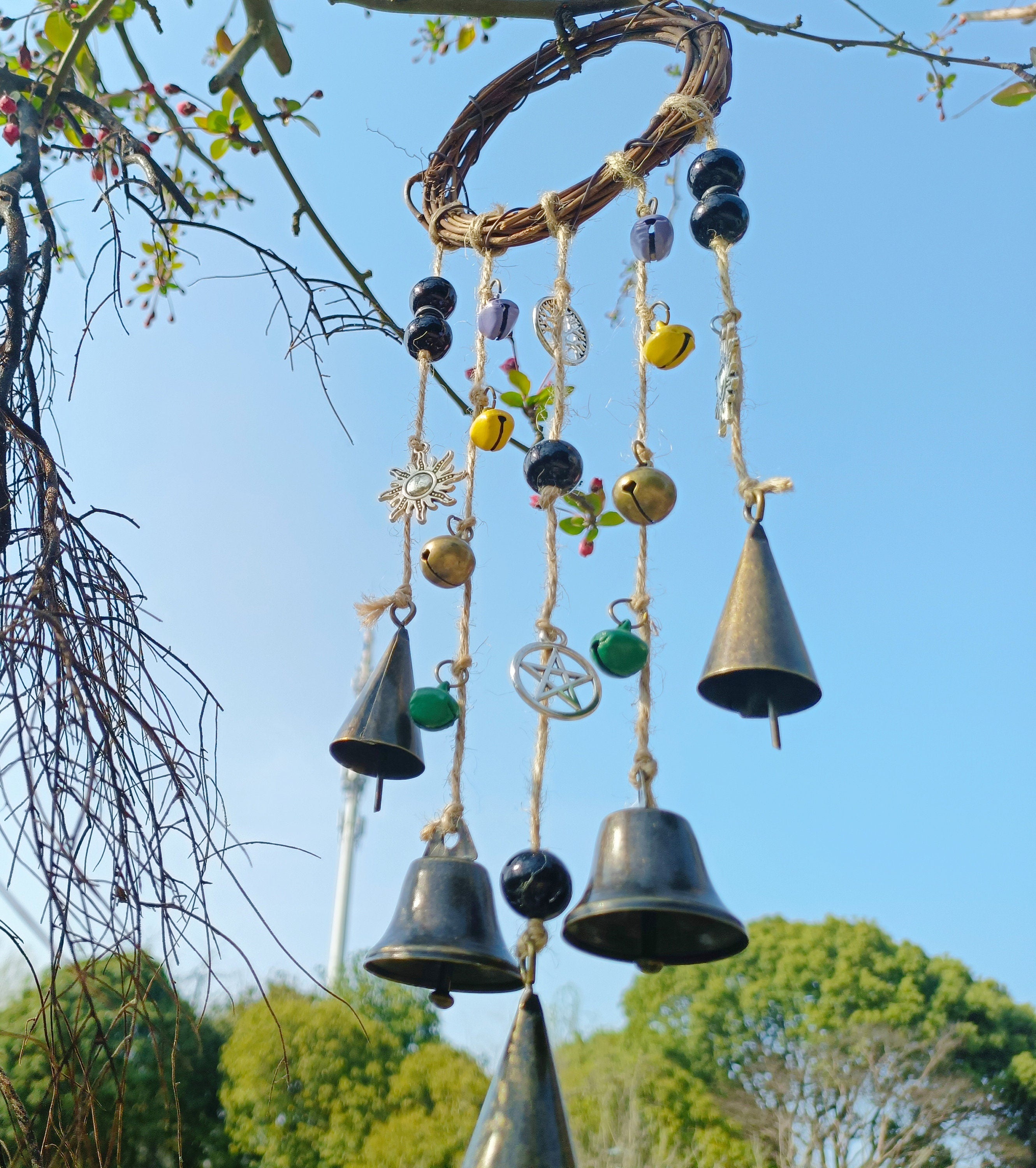 Witch Bells for Door Protection, Witch Bells Wreathes, Door Protection Charm, Wicca Decor, Magic Witchcraft Supplies