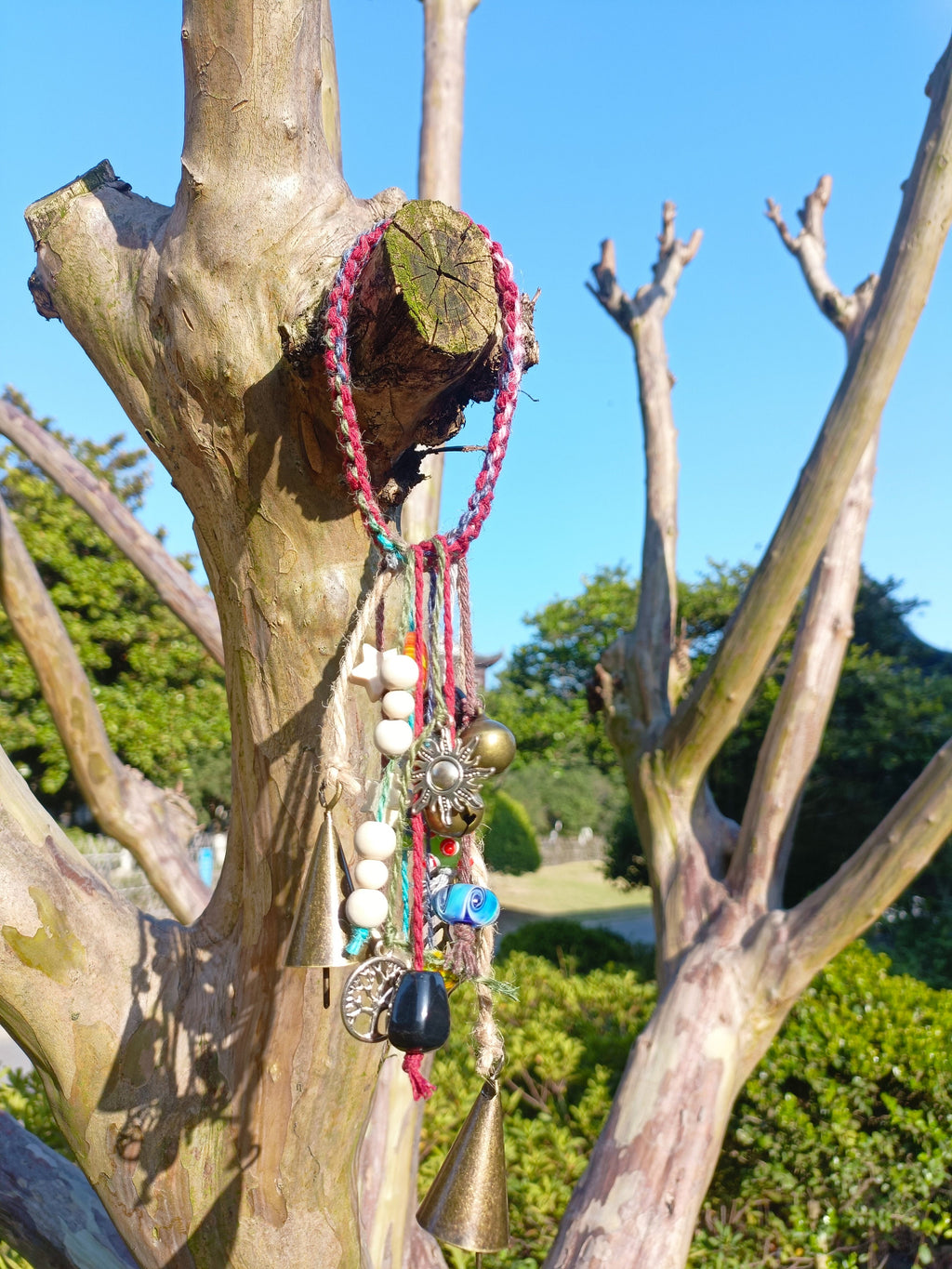 Bohemian Wind Charm, Witch Bells for Door Protection, Hanging Door Knob Protection Bells, Hanging Bells on Rope, Garden Ornaments