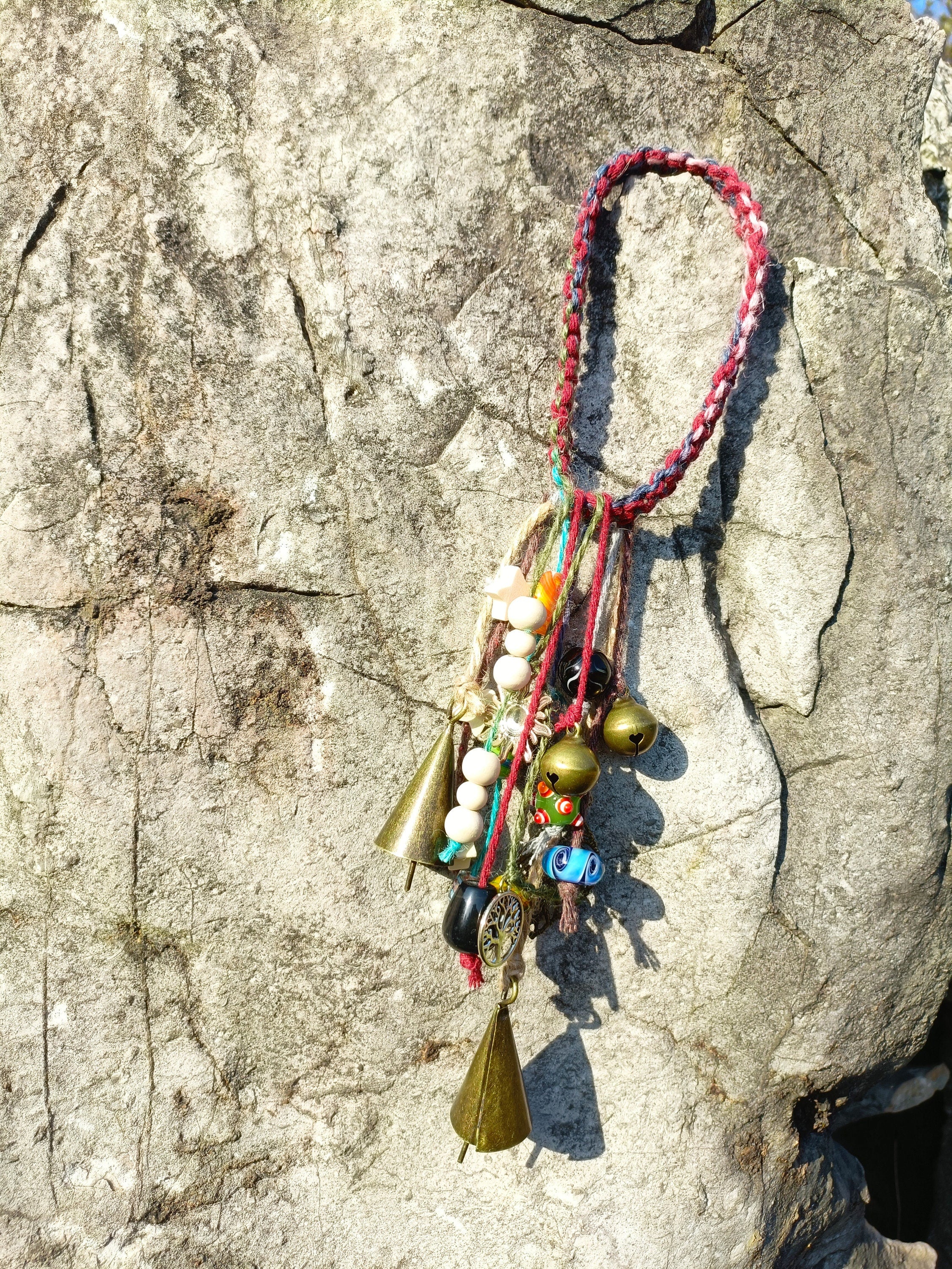 Bohemian Wind Charm, Witch Bells for Door Protection, Hanging Door Knob Protection Bells, Hanging Bells on Rope, Garden Ornaments