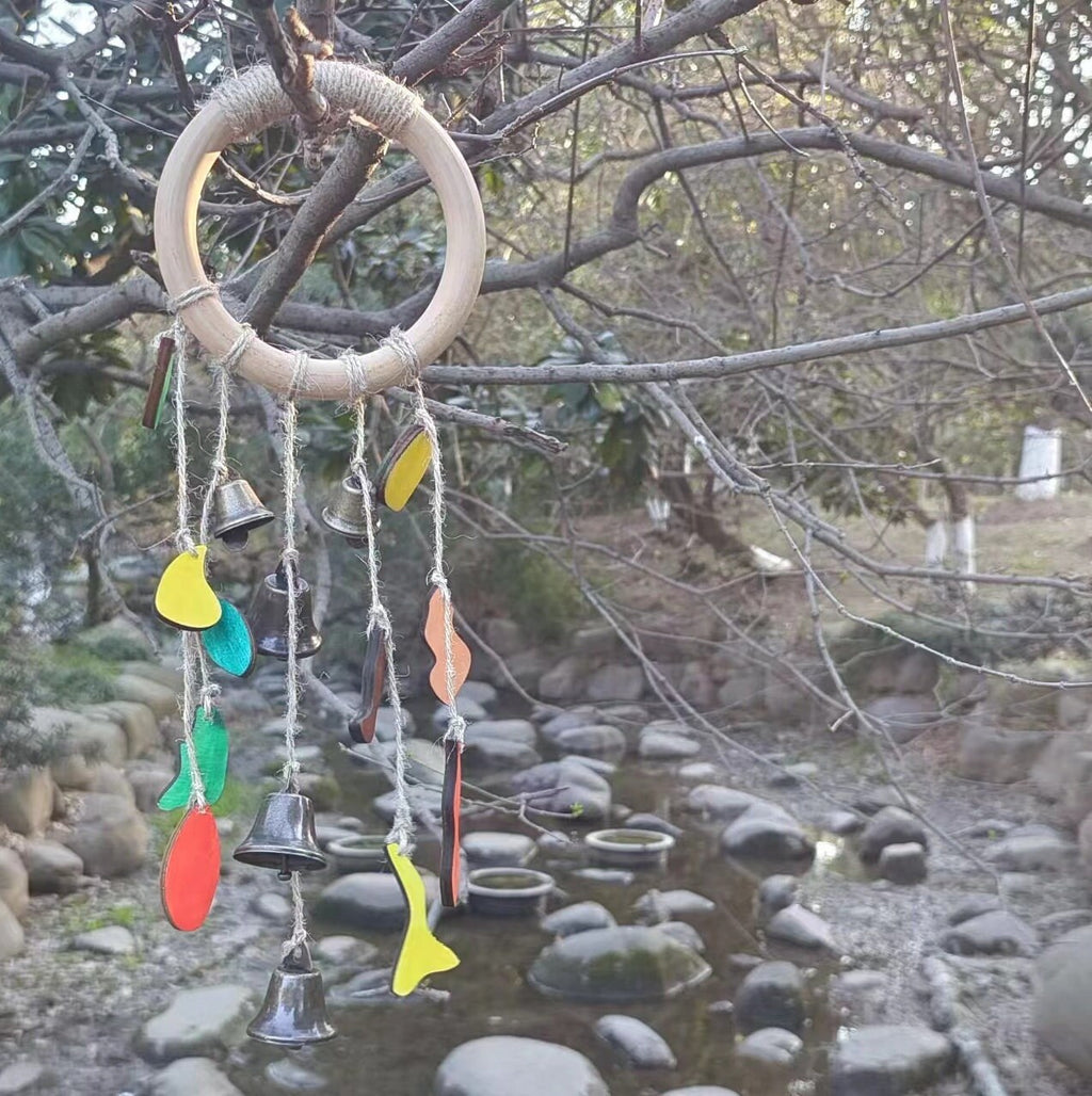 Log Wreath with Hanging Bells, Witch Bells for Door Protection, Witch Bells Wreath, Witchy Decor Bedroom, Witchy Gifts for Women